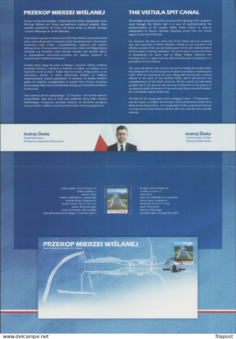 Poland 2022 Booklet, Vistula Spit Canal Excavation, River With Stamp MNH** New!!! - Markenheftchen