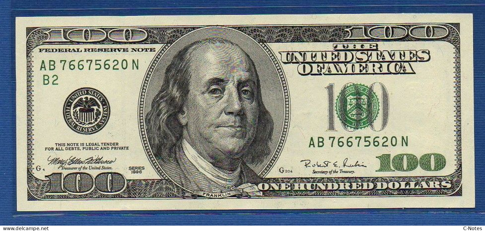 UNITED STATES OF AMERICA - P.503 – 100 Dollars 1996 AUNC-, S/n AB76675620N - Bilglietti Della Riserva Federale (1928-...)
