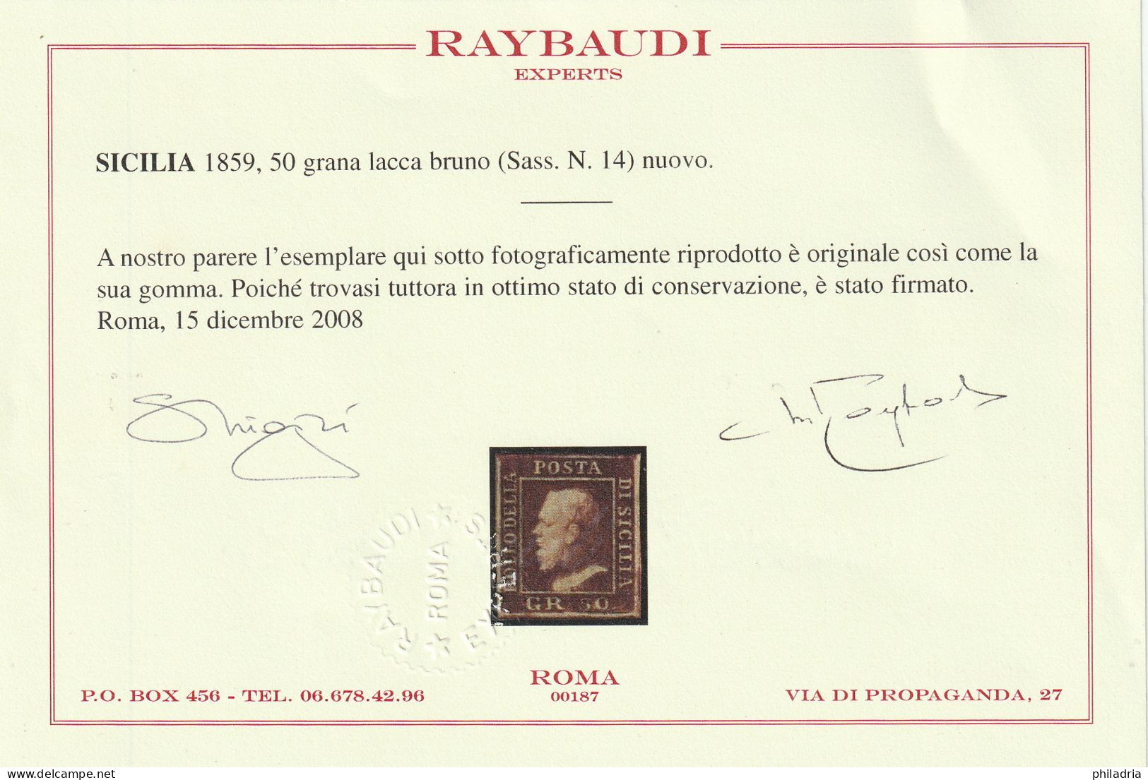 Sicily, 1859, Basic Set, Complete, 7 Values, Mint, Hinged, Mostly Signed, 50 Gr. Raybaudi Certificate - Sicilia