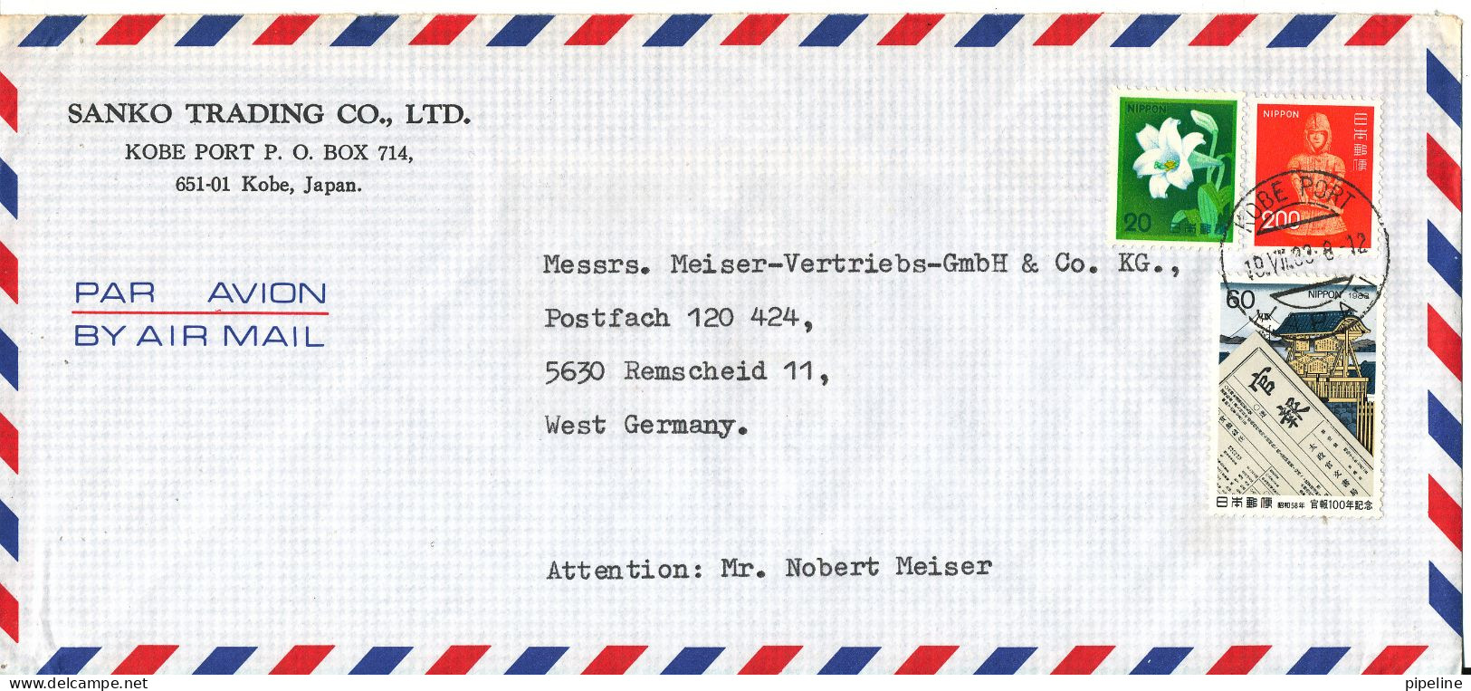 Japan Air Mail Cover Sent To Germany 19-7-1983 Topic Stamps - Briefe U. Dokumente