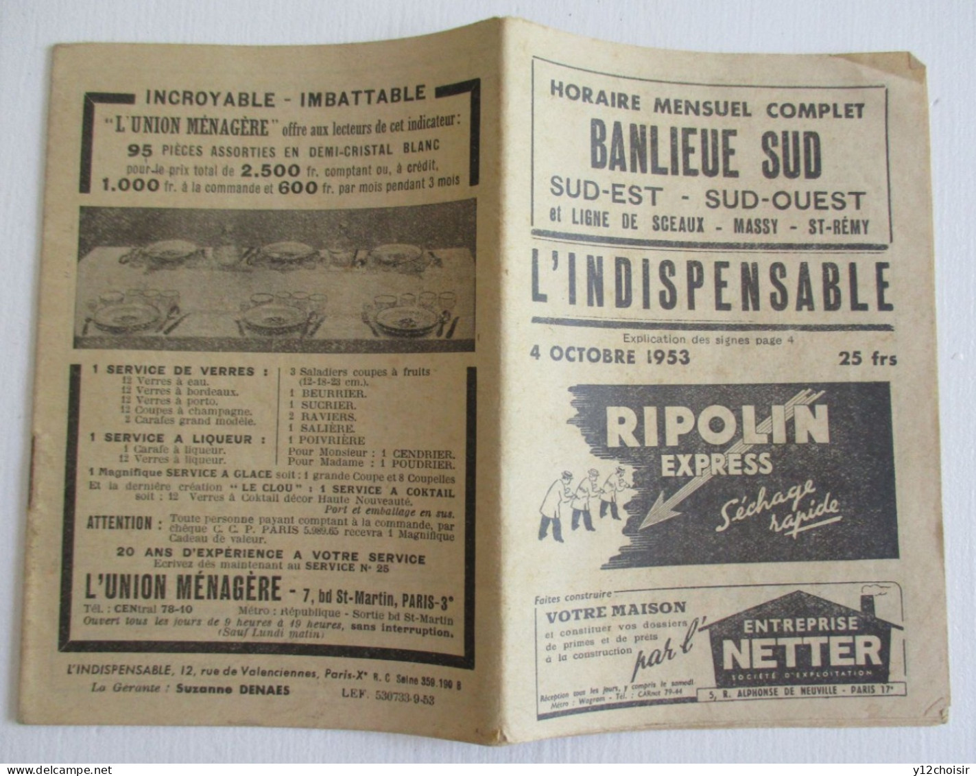 CARNET HORAIRE 1953 CHEMINS DE FER BANLIEUE SUD MELUN FONTAINEBLEAU MORET MONTEREAU ET SCEAUX MASSY SAINT REMY - Europe