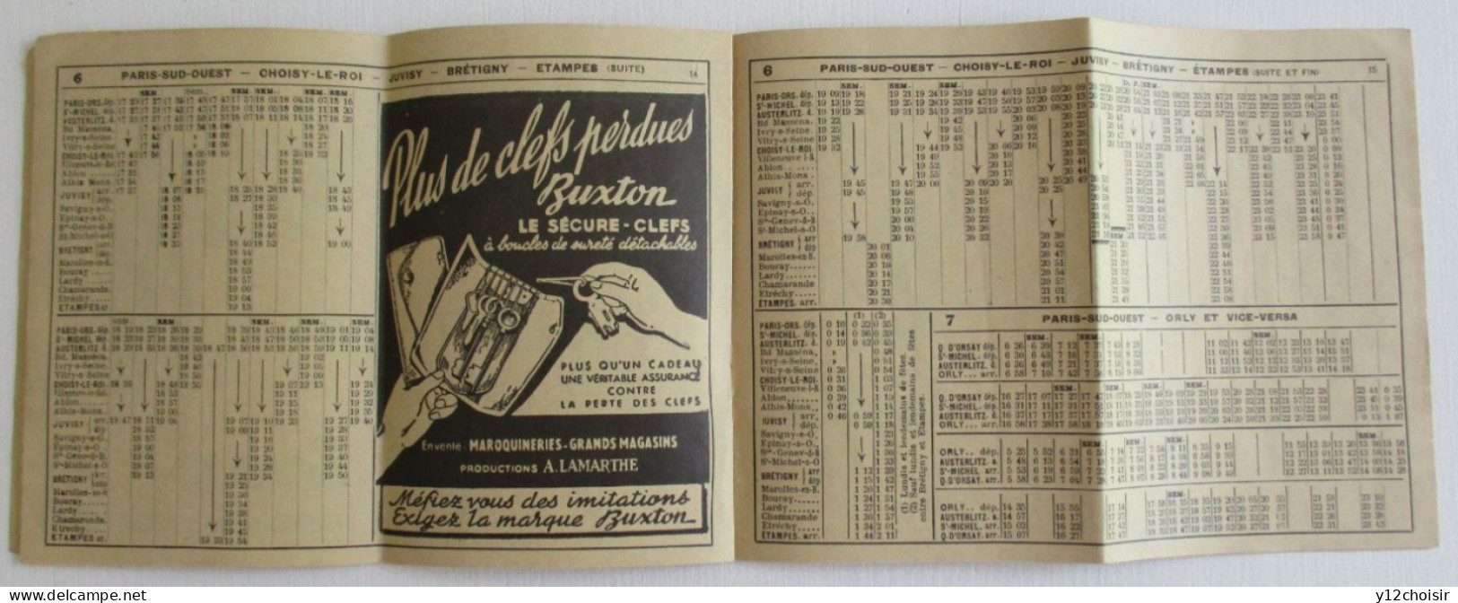 CARNET HORAIRE 1953 CHEMINS DE FER BANLIEUE SUD MELUN FONTAINEBLEAU MORET MONTEREAU ET SCEAUX MASSY SAINT REMY - Europa