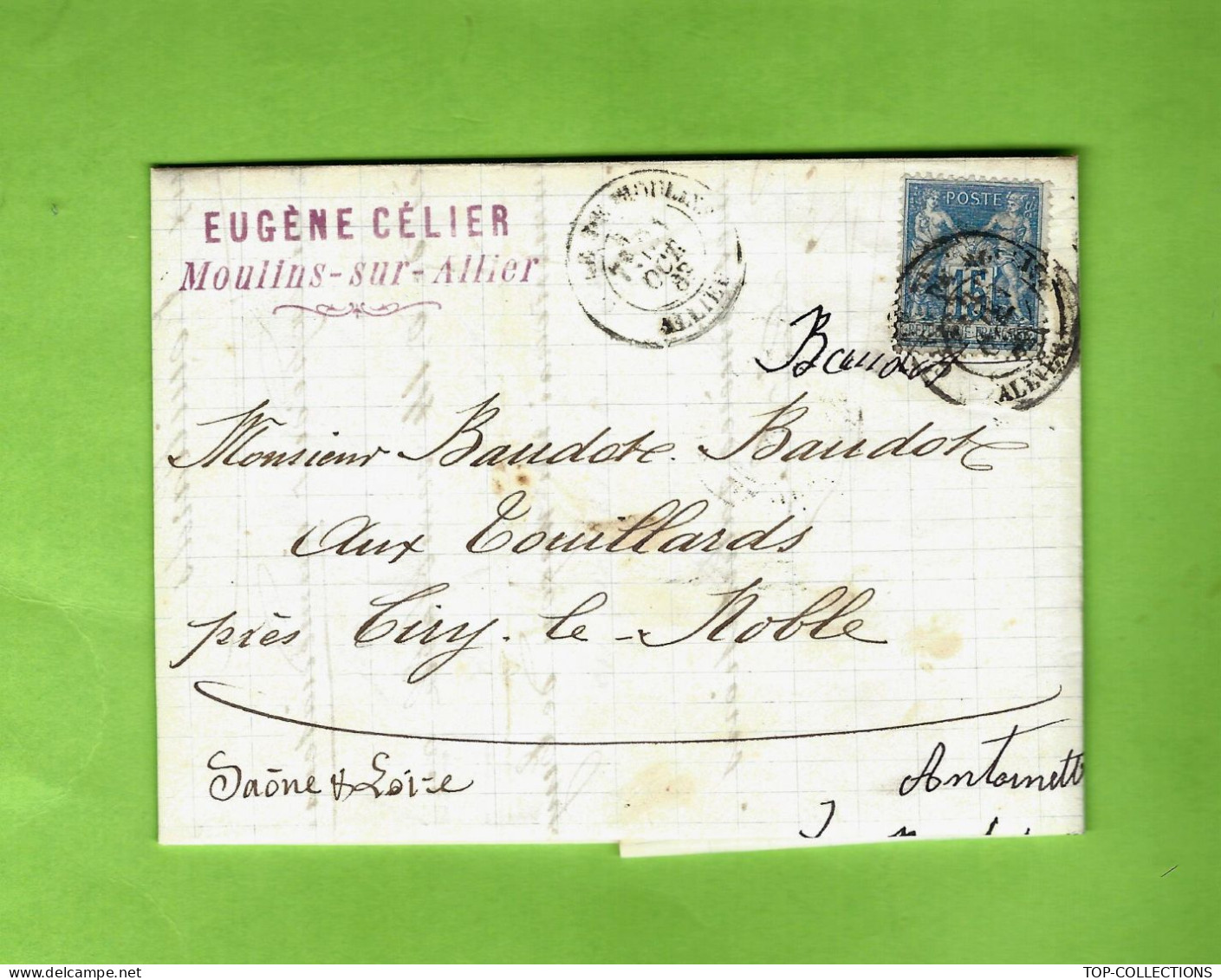 1882 ENTETE EUGENE CELIER Moulins Sur Allier Allier > Briqueterie Devenue Musée Baudot Les Touillards Ciry Le Noble - 1800 – 1899