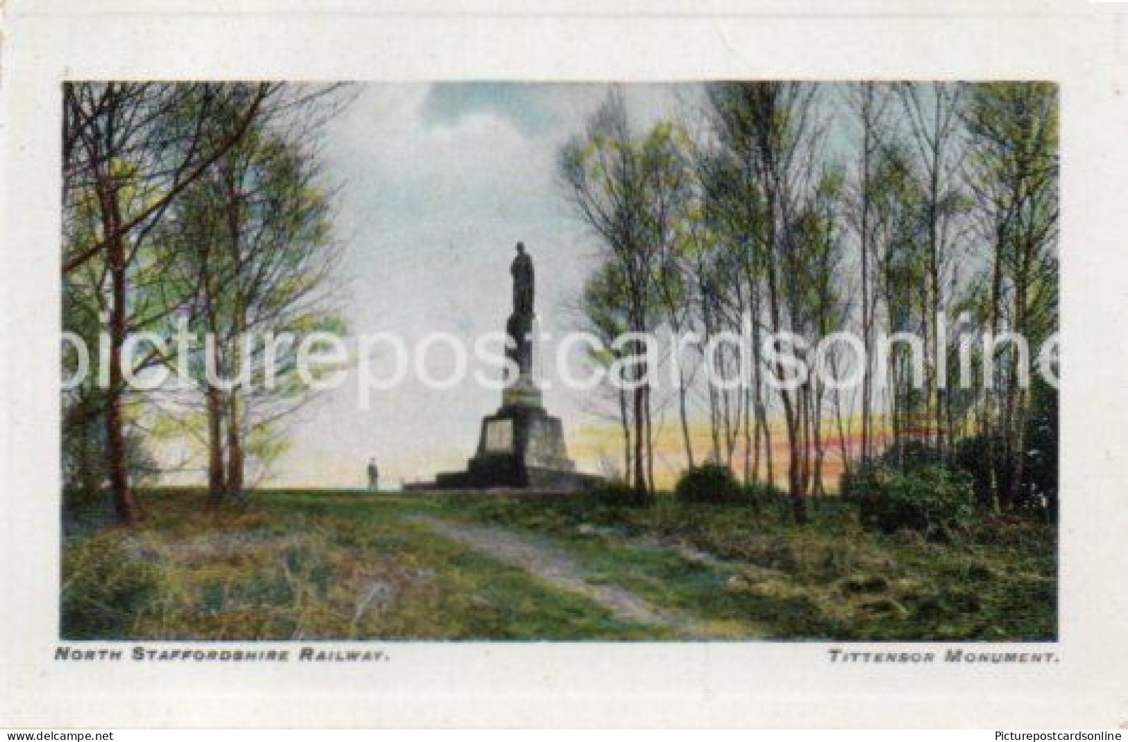 NORTH STAFFORDSHIRE RAILWAY TITTENSOR MONUMENT OLD COLOUR POSTCARD - Altri & Non Classificati