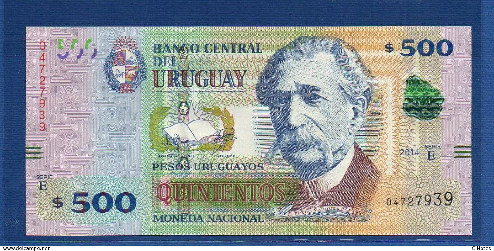 URUGUAY - P. 97 – 500 Pesos Uruguayos 2014 UNC, Serie E 04727939 - Uruguay