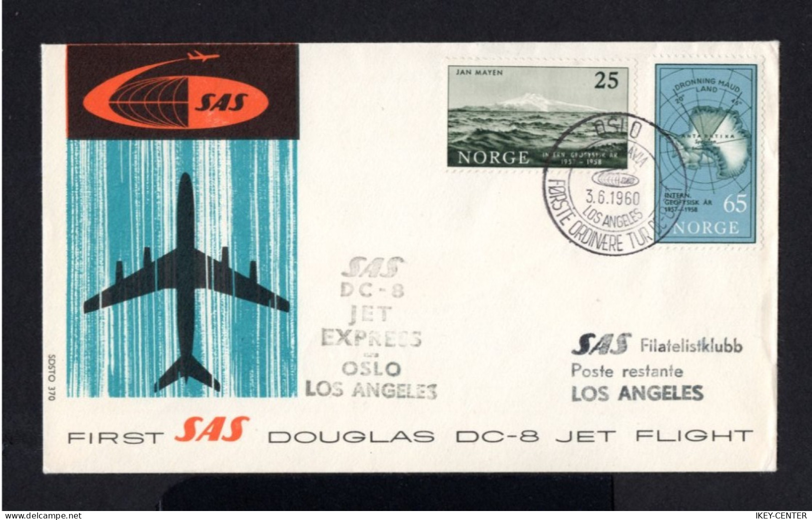 S4608-NORWAY-AIRMAIL COVER OSLO To LOS ANGELES (usa).1960.NORGE.First Jet Flight - Brieven En Documenten