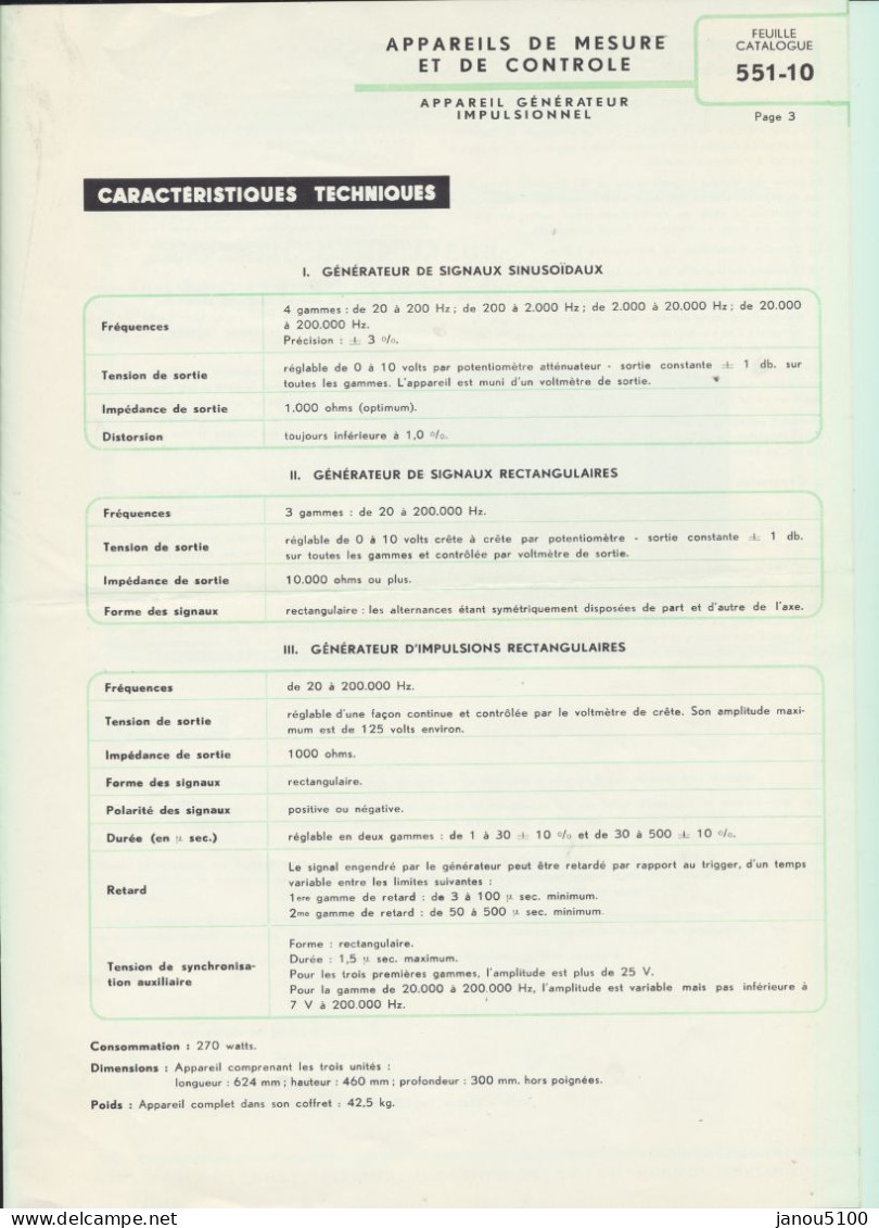 VIEUX PAPIERS   PLANS TECHNIQUES   APPAREIL GENERATEUR IMPULSIONNEL  ACEC (CHARLEROI)    1957. - Tools