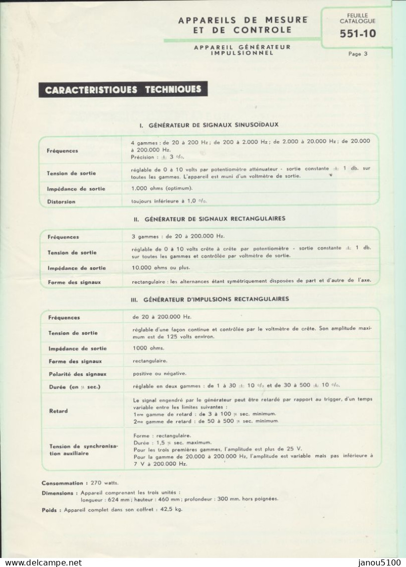 VIEUX PAPIERS   PLANS TECHNIQUES   APPAREIL GENERATEUR IMPULSIONNEL  ACEC (CHARLEROI)    1957. - Macchine