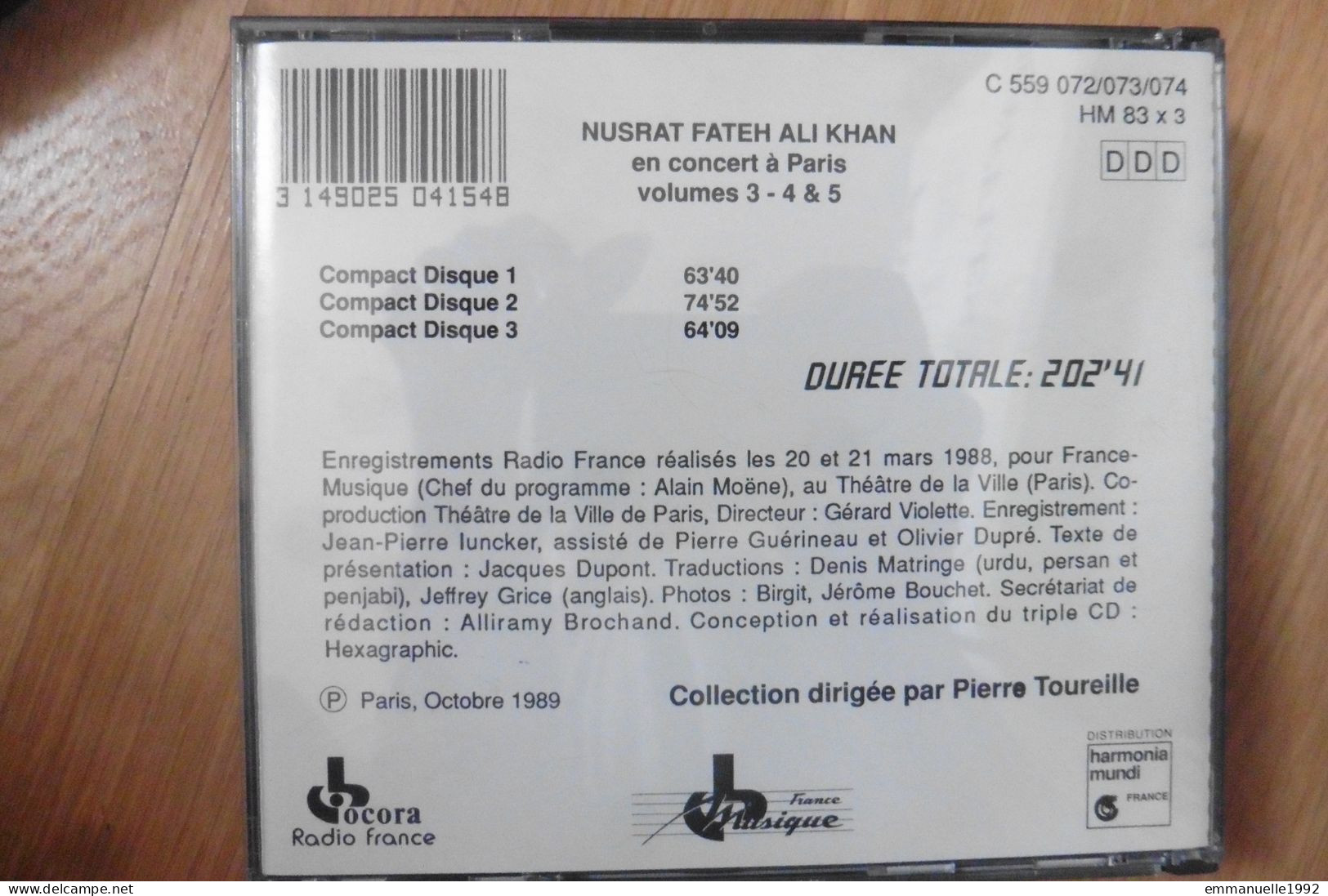 RARE ! Coffret 3 CD Nusrat Fateh Ali Khan En Concert à Paris Vol 3-4-5 Musicien Pakistanais - Musiques Du Monde