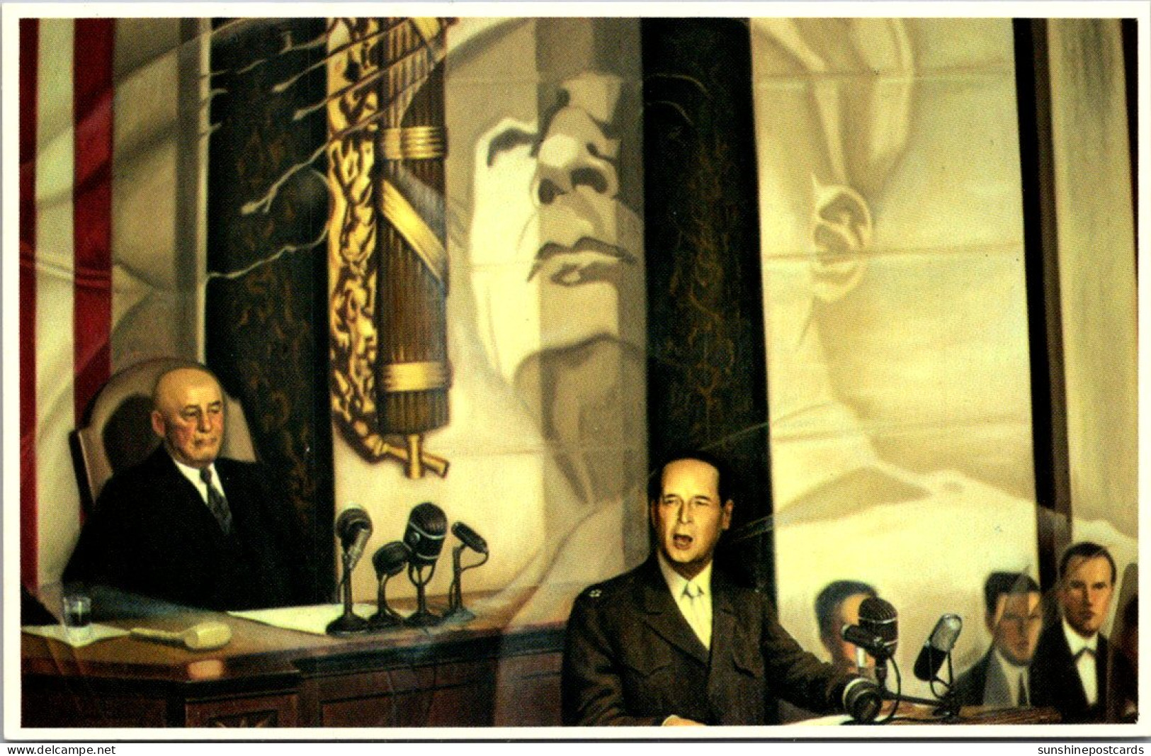 Virginia Norfolk General Douglas Macarthur Memorial Mural Macarthur Addressing Congress April 1951 - Norfolk