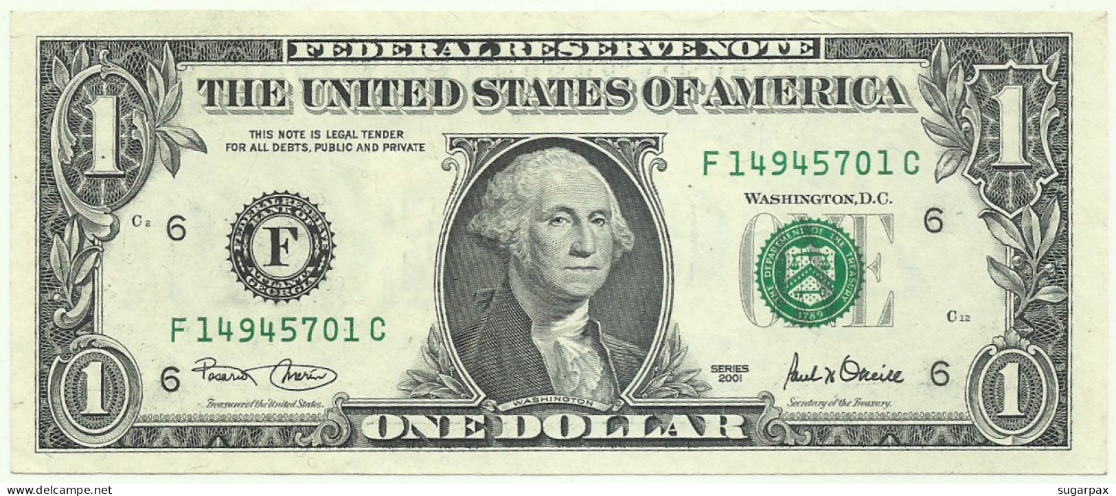 U. S. A. - 1 DOLLAR - 2001 - Pick 509 - ( F - 6 ) ( Bank Of Atlanta - Georgia ) - Federal Reserve Note - Bilglietti Della Riserva Federale (1928-...)