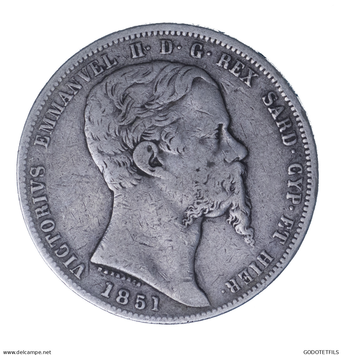 Royaume De Sardaigne-Victor Emmanuel II 5 Lire - 1851 Gênes - Other & Unclassified