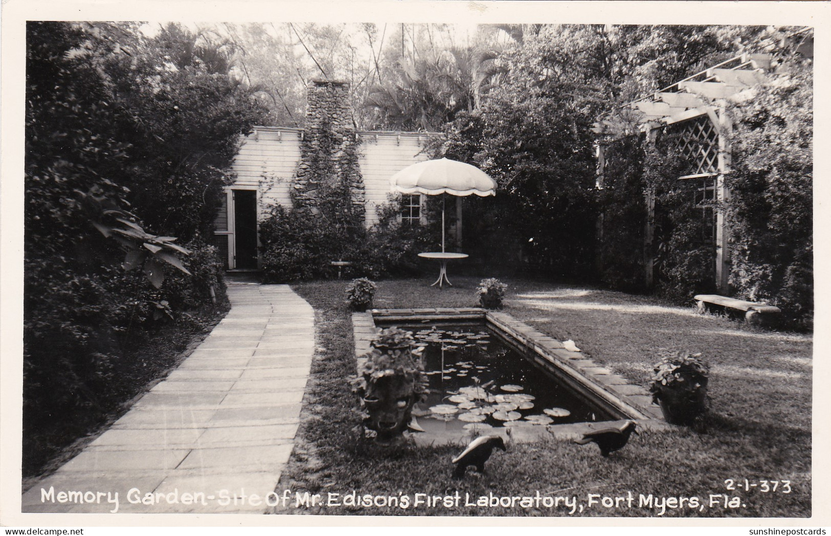 Florida Fort Myers Edison Laboratory Memory Garden Real Photo - Fort Myers