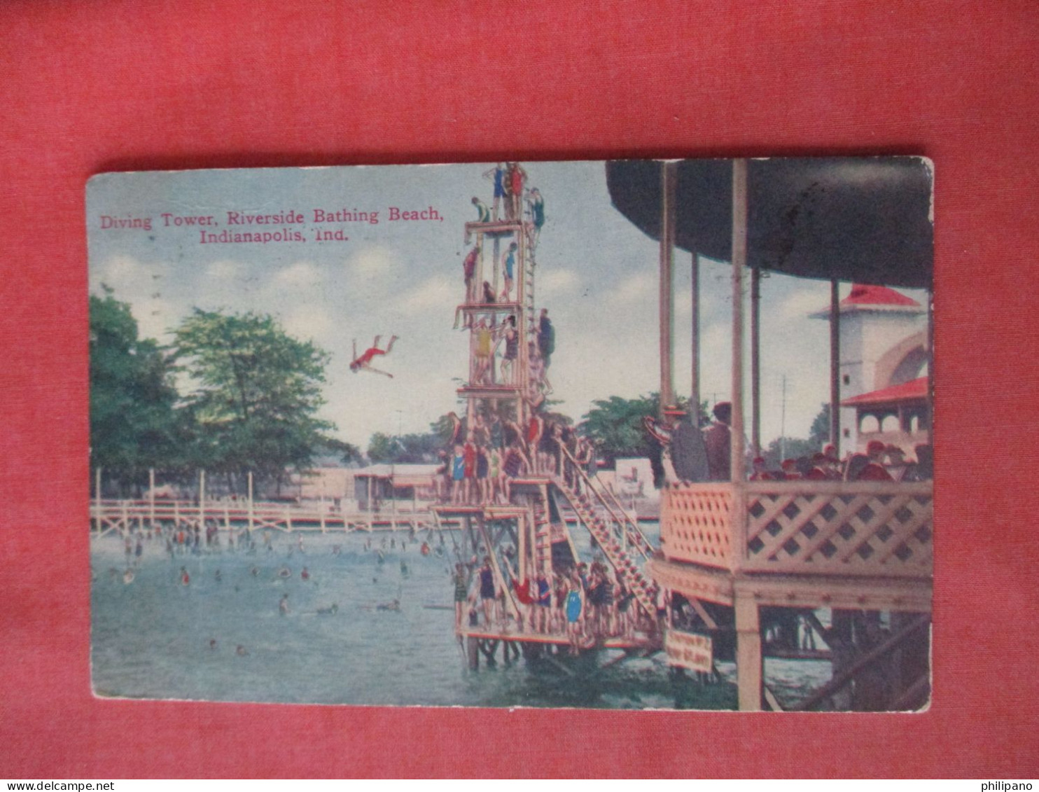 Diving Tower Riverside Bathing Beach.  Indianapolis  Indiana > Indianapolis    Ref 6121 - Indianapolis