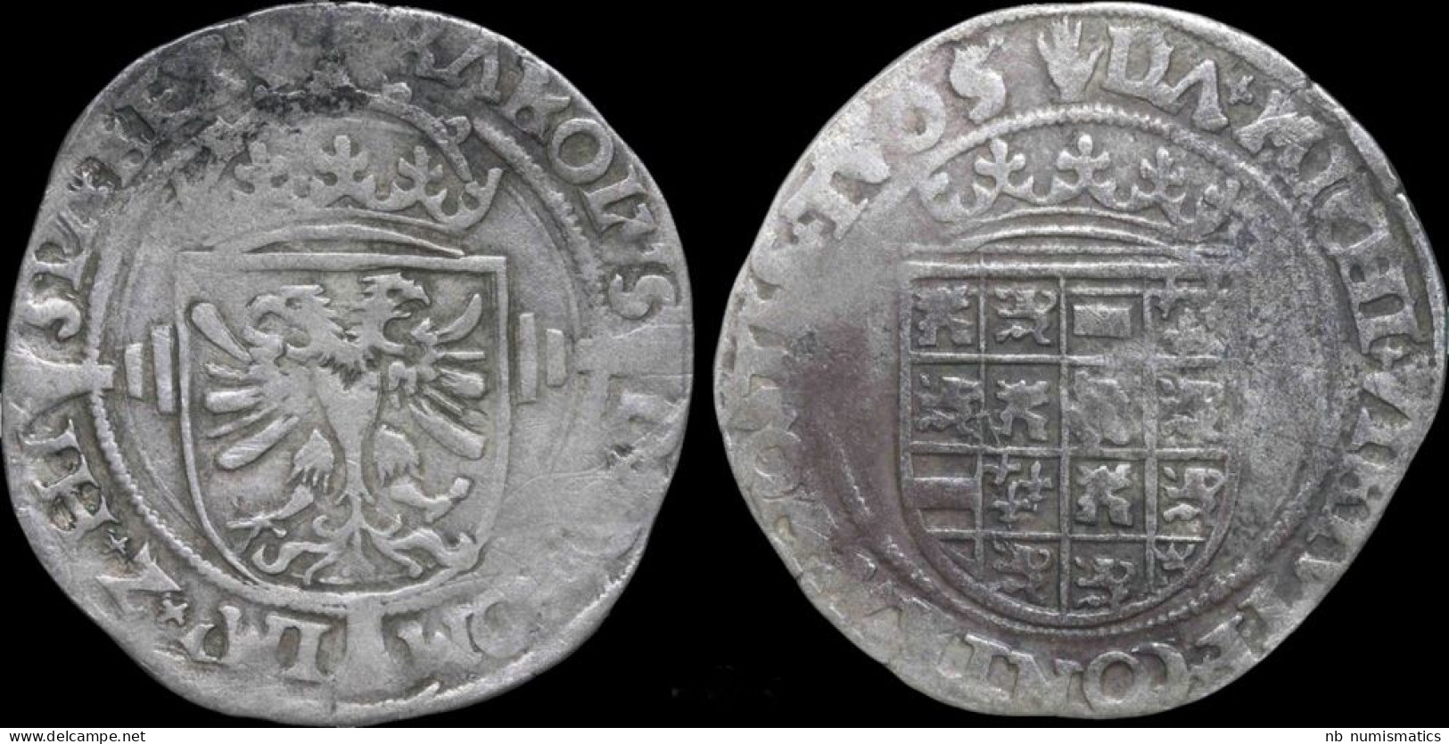 Southern Netherlands Brabant Karel V (Charles Quint) 1/2 Silver Real No Date - 1556-1713 Spanische Niederlande