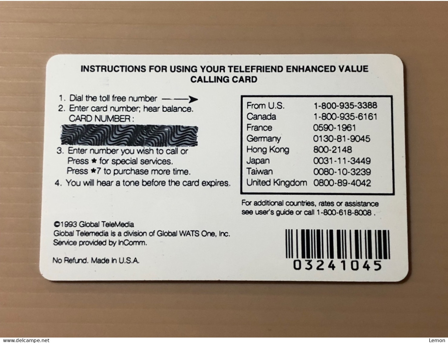 USA UNITED STATES America Global Telemedia Prepaid Telecard Phonecard, TeleFriend, Set Of 1 Card - Sammlungen