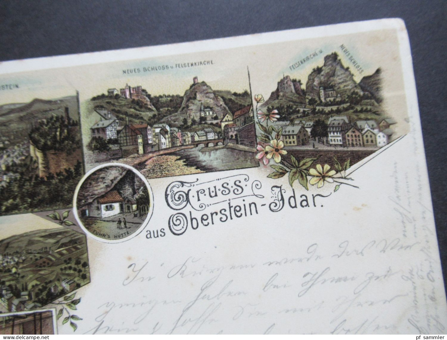 PK 1898 Litho Mehrbildkarte Gruss Aus Oberstein Idar Mit Achatschleife Usw. Verwendet In Luxemburg!! Nach Harlingen - Souvenir De...