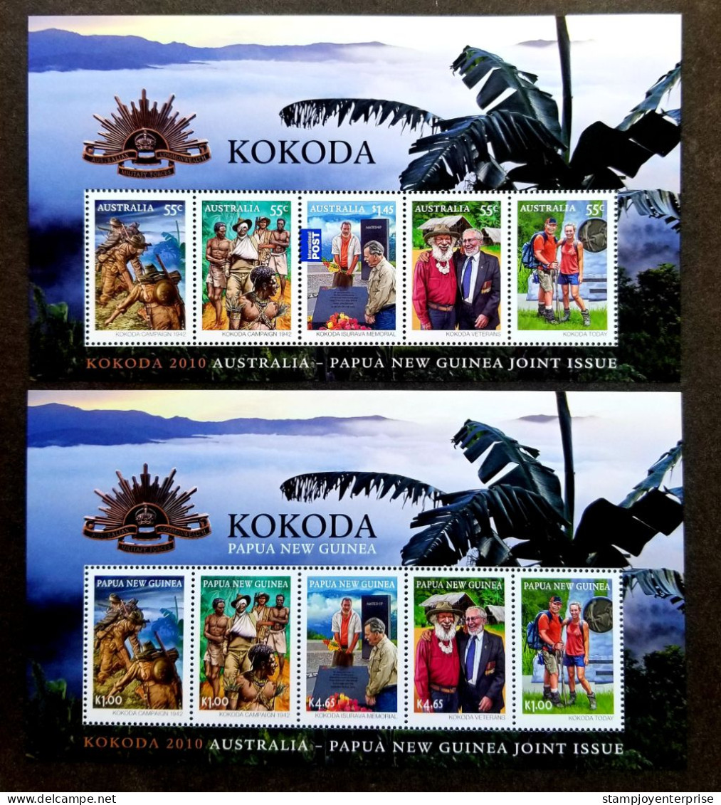 Australia Papua New Guinea Joint Issue Victory Kokoda Track 2010 War Army (ms Pair) MNH - Mint Stamps