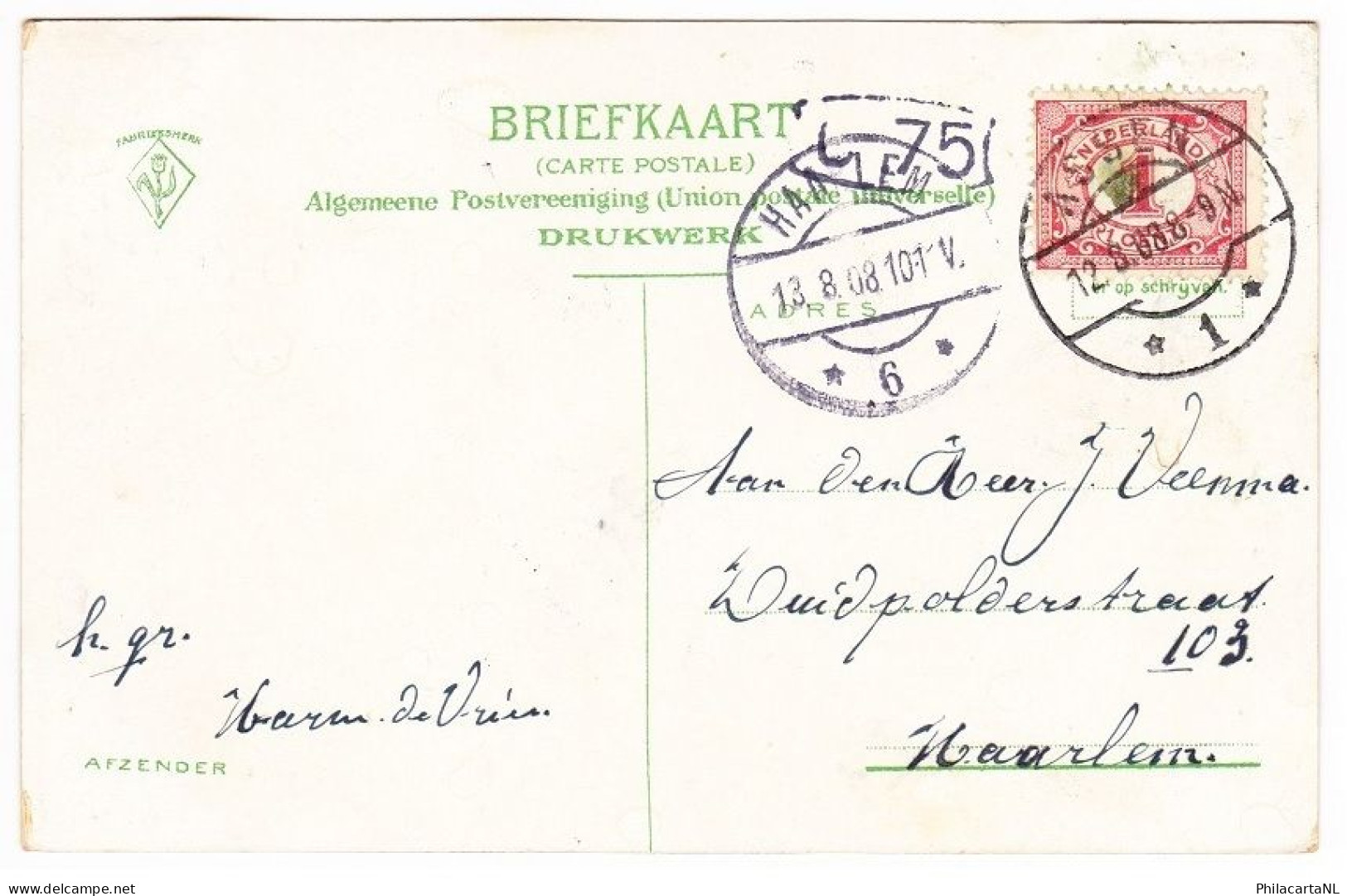 Assen - Hertekamp - 1908 Tulpkaart - Assen