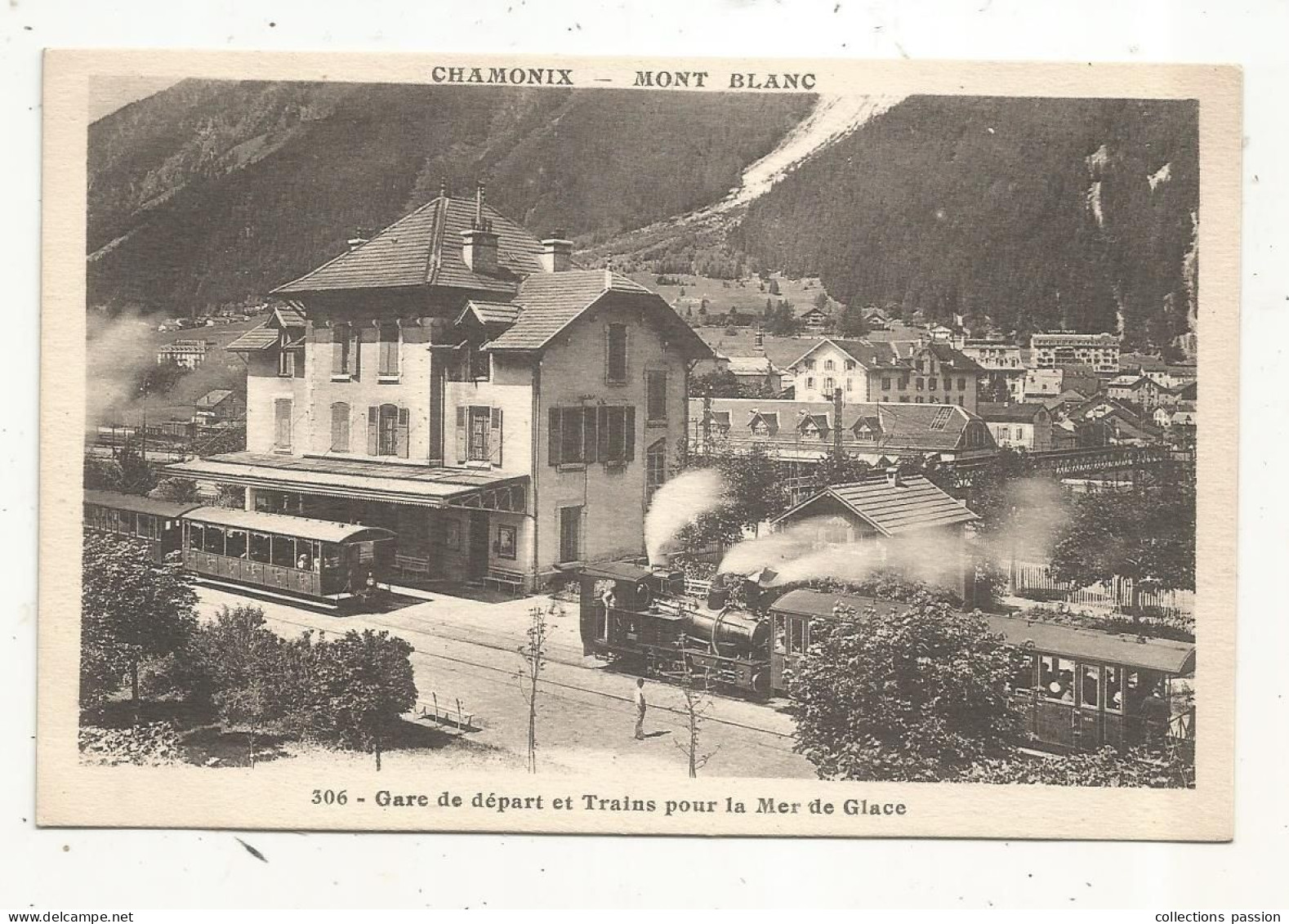 Cp,  Chemin De Fer, Gare De Départ Et Trains Pour La Mer De Glace, 74, CHAMONIX MONT BLANC, Vierge, Ed. Couttet - Estaciones Con Trenes