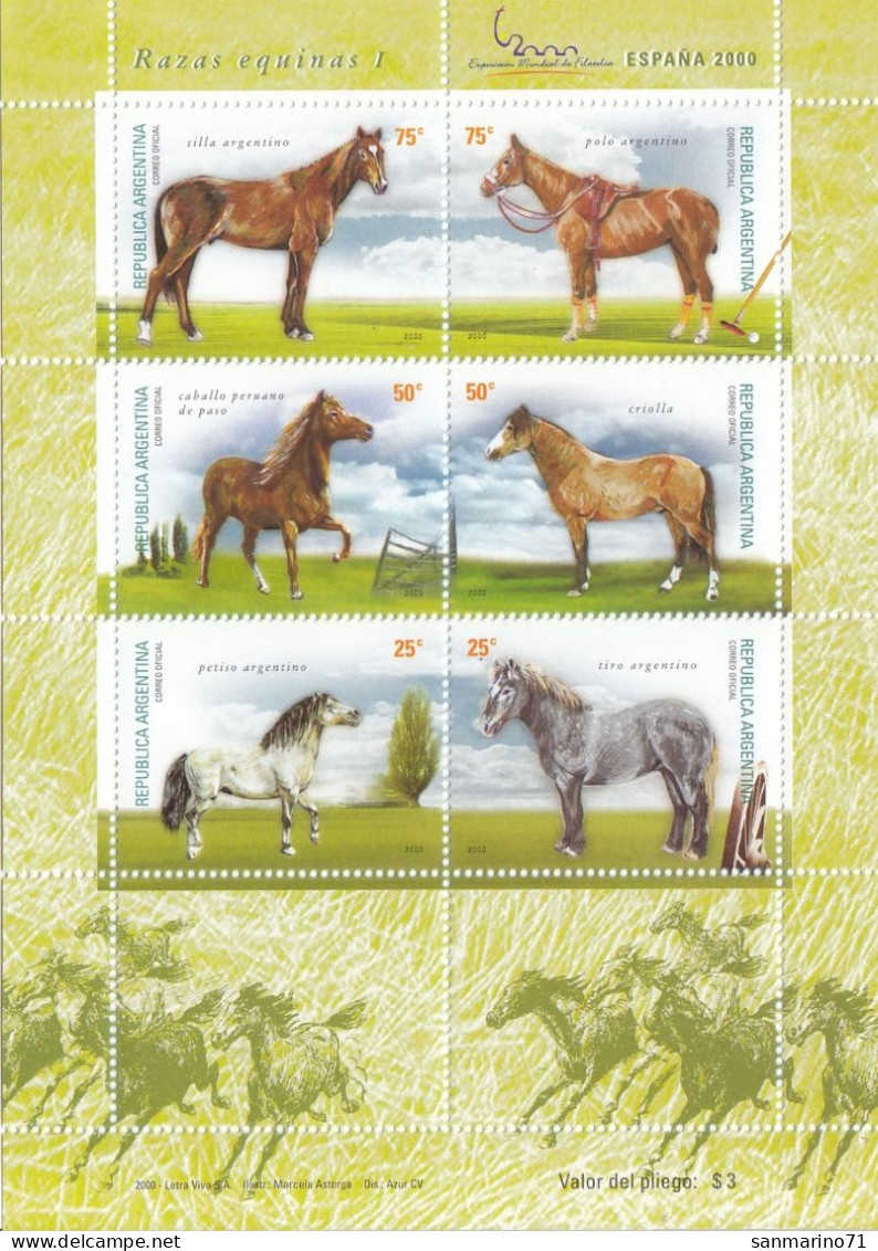 ARGENTINA 2607-2612,unused,horses - Blocchi & Foglietti