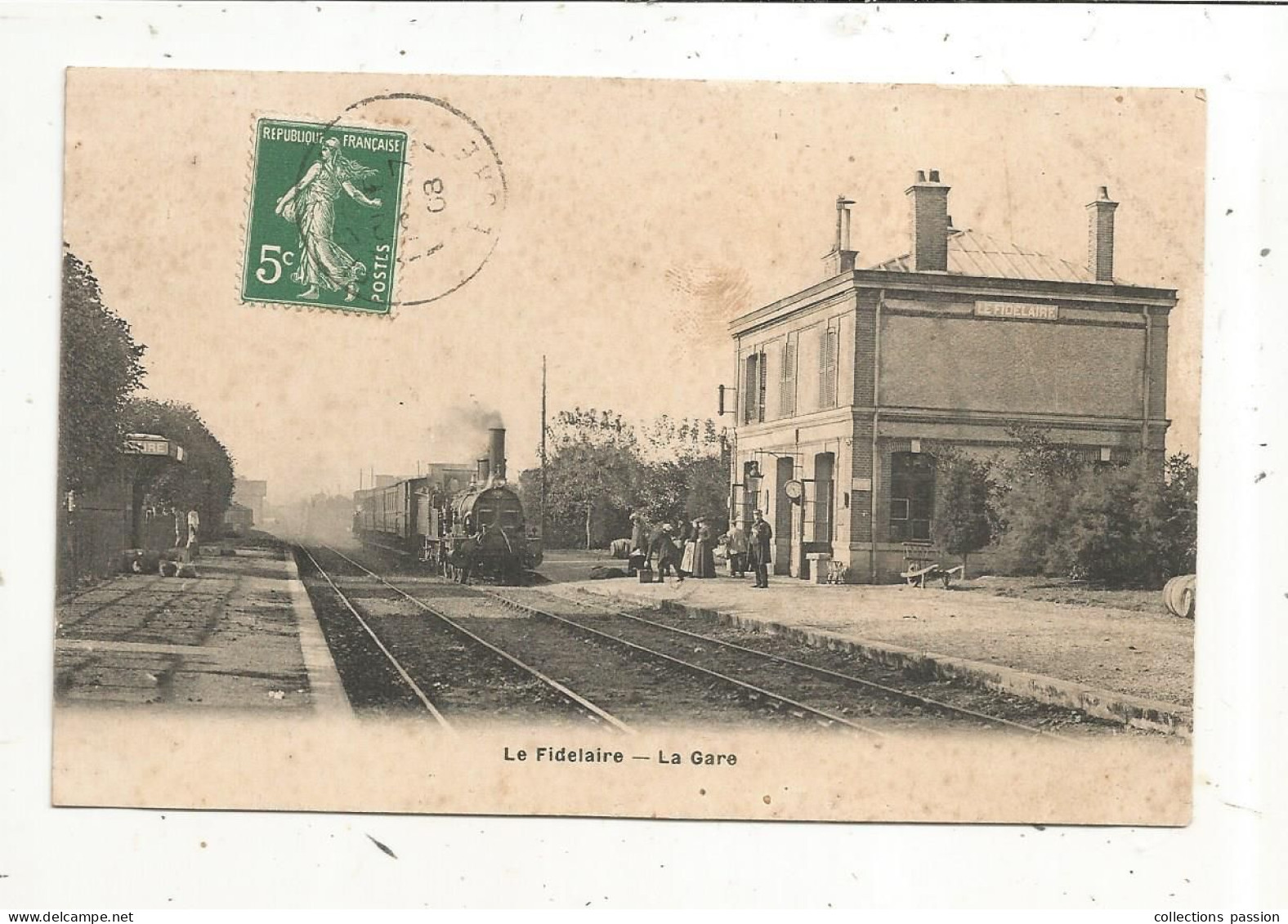 Cp,  Chemin De Fer, La Gare Avec Train, 27, LE FIDELAIRE, Voyagée 1908 - Estaciones Con Trenes