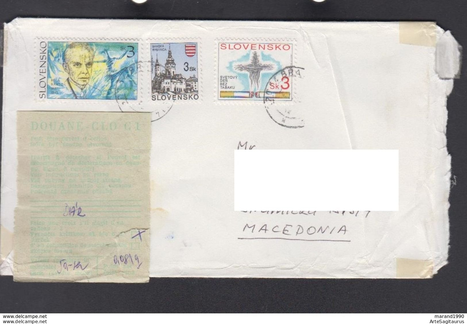 SLOVAKIA COVER CUSTOMS C22 REPUBLIC OF MACEDONIA  (006) - Storia Postale