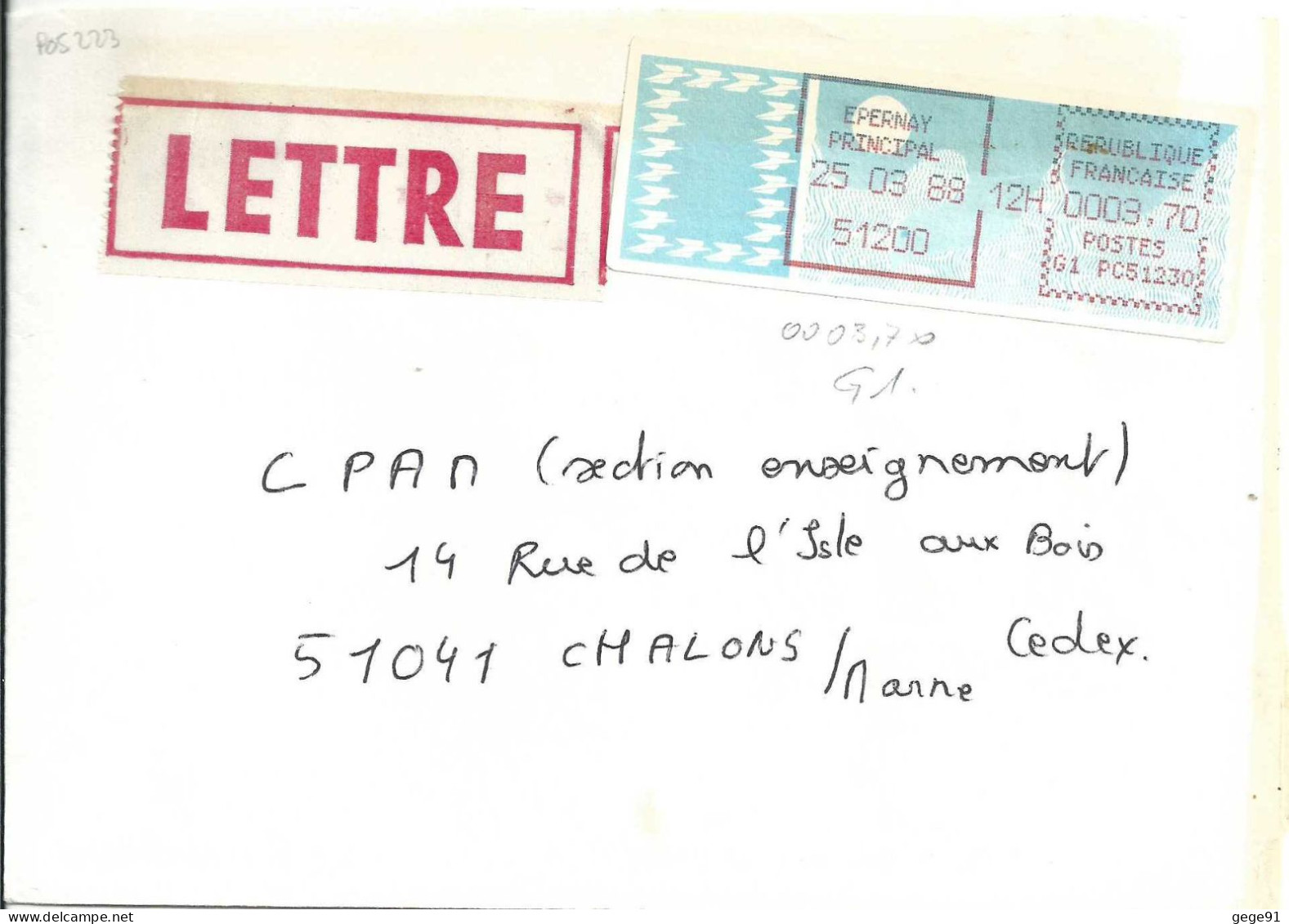 Vignette D'affranchissement - MOG - Epernay - Marne - 1985 Papier « Carrier »