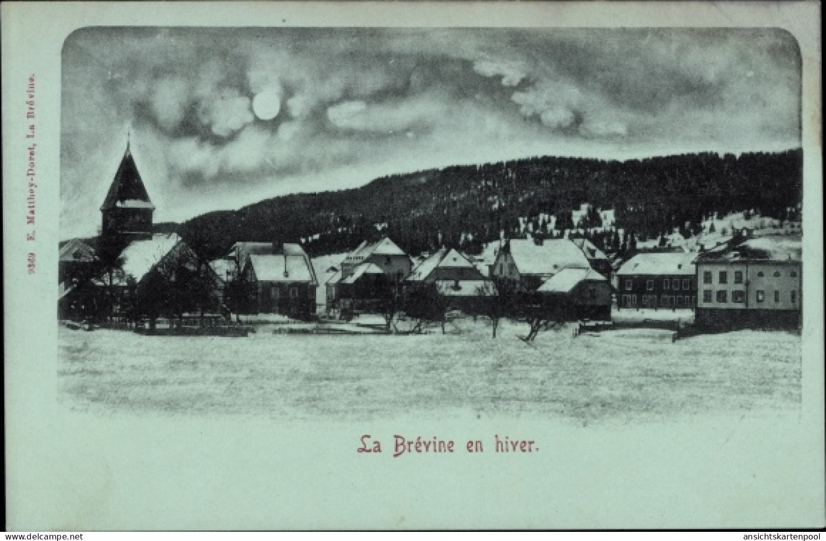 Clair De Lune CPA La Brevine Kanton Neuenburg, Blick Auf Den Ort, Winterszene - La Brévine