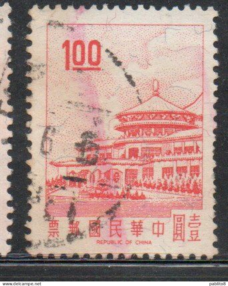 CHINA REPUBLIC CINA TAIWAN FORMOSA 1968 SUN YAT-SEN CHUNGSHAN BUILDING YANGMINGSHAN 1$ USED USATO OBLITERE' - Gebraucht