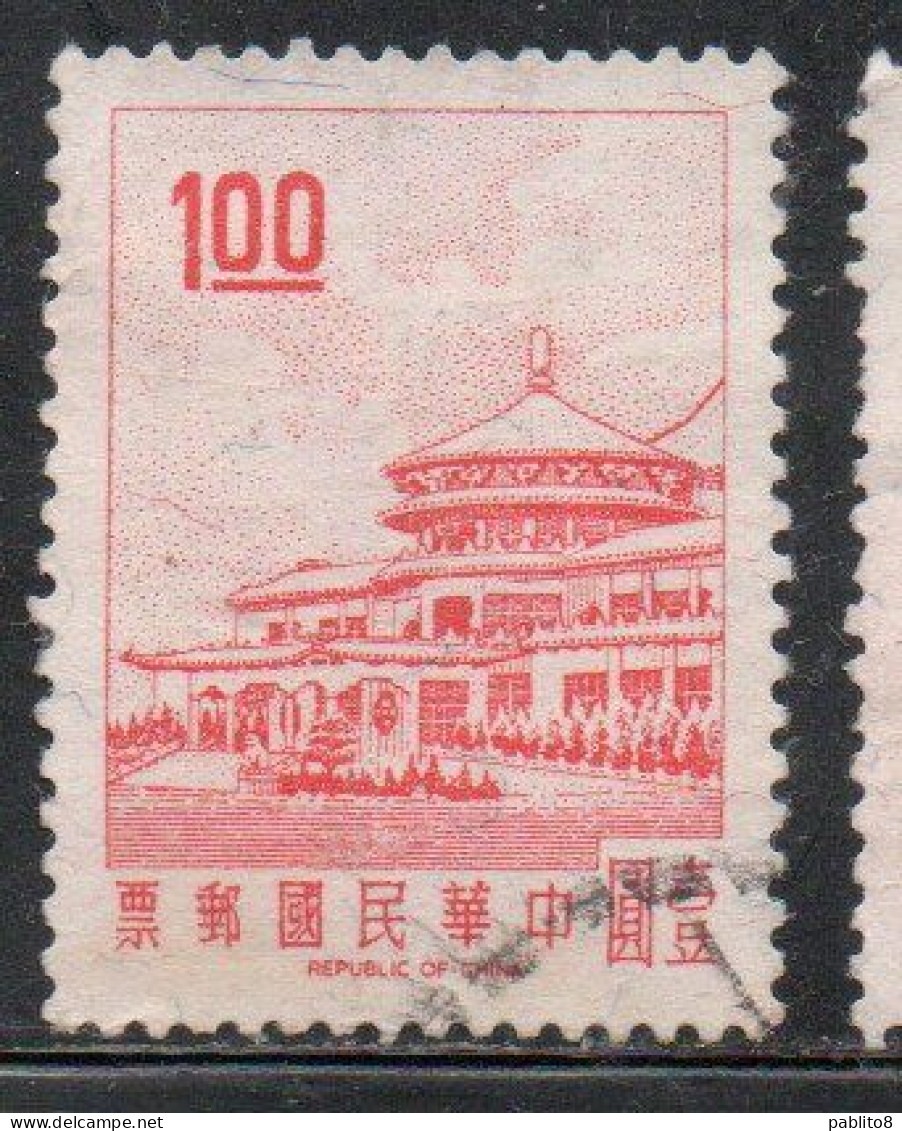 CHINA REPUBLIC CINA TAIWAN FORMOSA 1968 SUN YAT-SEN CHUNGSHAN BUILDING YANGMINGSHAN 1$ USED USATO OBLITERE' - Usados