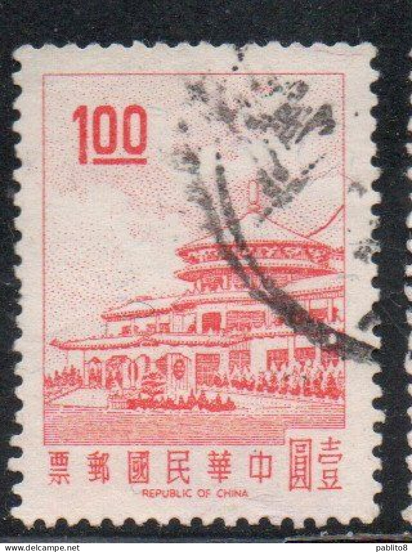 CHINA REPUBLIC CINA TAIWAN FORMOSA 1968 SUN YAT-SEN CHUNGSHAN BUILDING YANGMINGSHAN 1$ USED USATO OBLITERE' - Gebraucht