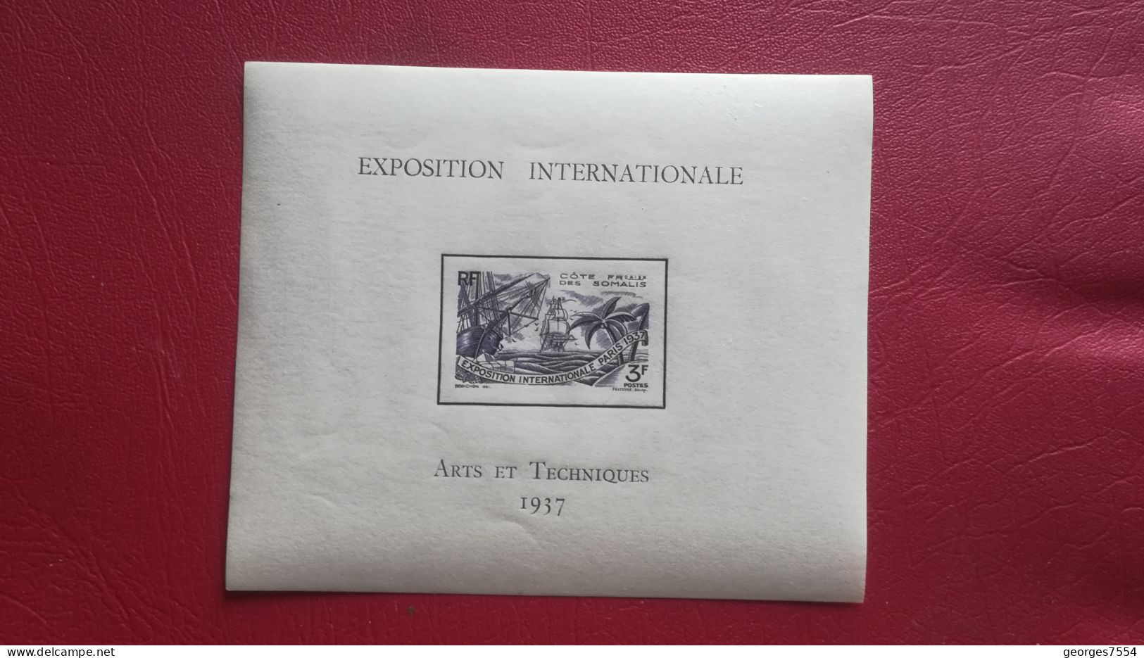 BLOC EXPOSITION INTERNATIONALE - COTES FRA. DES SOMALIS  1937 - ARTS ET TECHNIQUES NEUF** Sans Trace De Charniere - 1937 Exposition Internationale De Paris