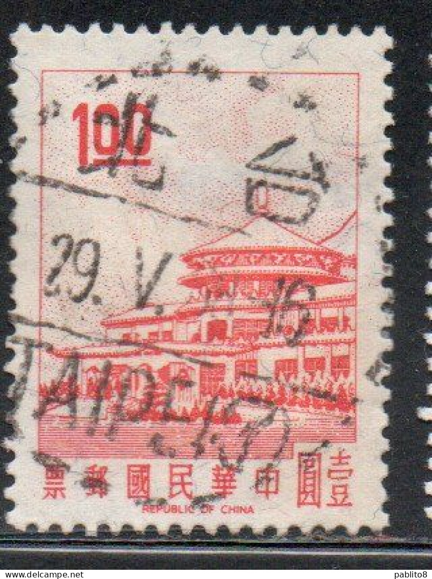 CHINA REPUBLIC CINA TAIWAN FORMOSA 1968 SUN YAT-SEN CHUNGSHAN BUILDING YANGMINGSHAN 1$ USED USATO OBLITERE' - Gebraucht