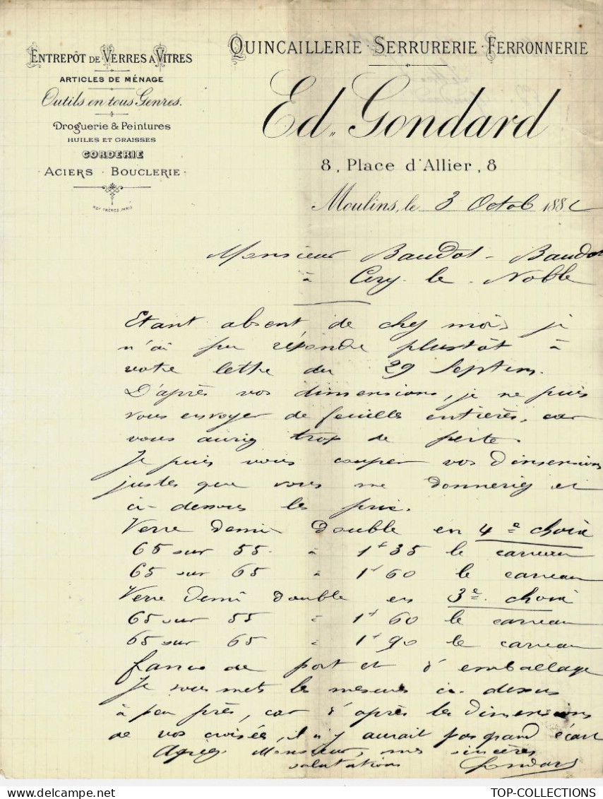 1882 Ed.Gondard Serrurerie Ferronnerie Moulins Allier => Budot Briqueterie Devenue Musée à Ciry Le Noble Saone Et Loire - 1800 – 1899