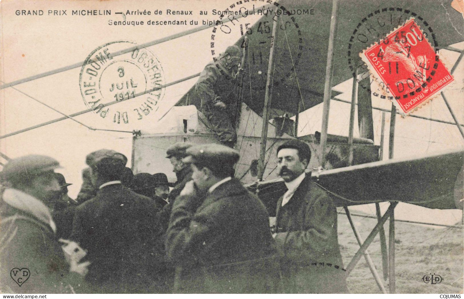 AVIATION - S18518 - Grand Prix Michelin - Arrivée De Renaux Au Sommet Du Puy De Dôme Senouque Descendant Du Biplan - Demonstraties