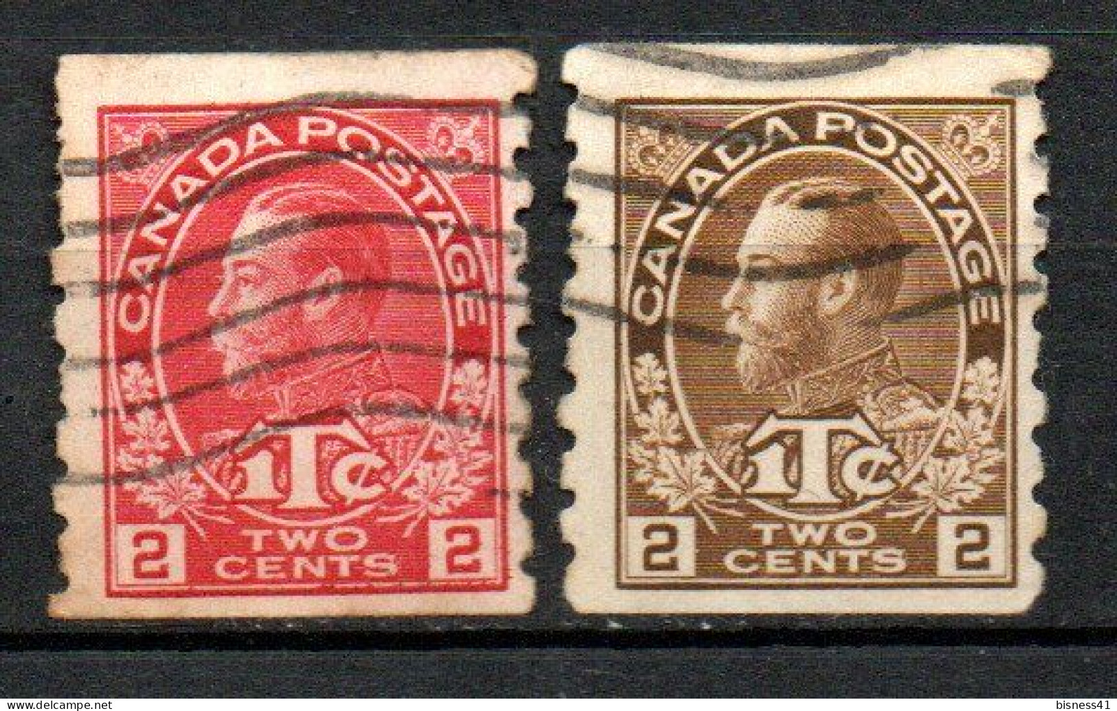 Col33 Canada  1915 N° 105b + 106b Dentelé 8 Oblitéré Cote : 20,00€ - Used Stamps