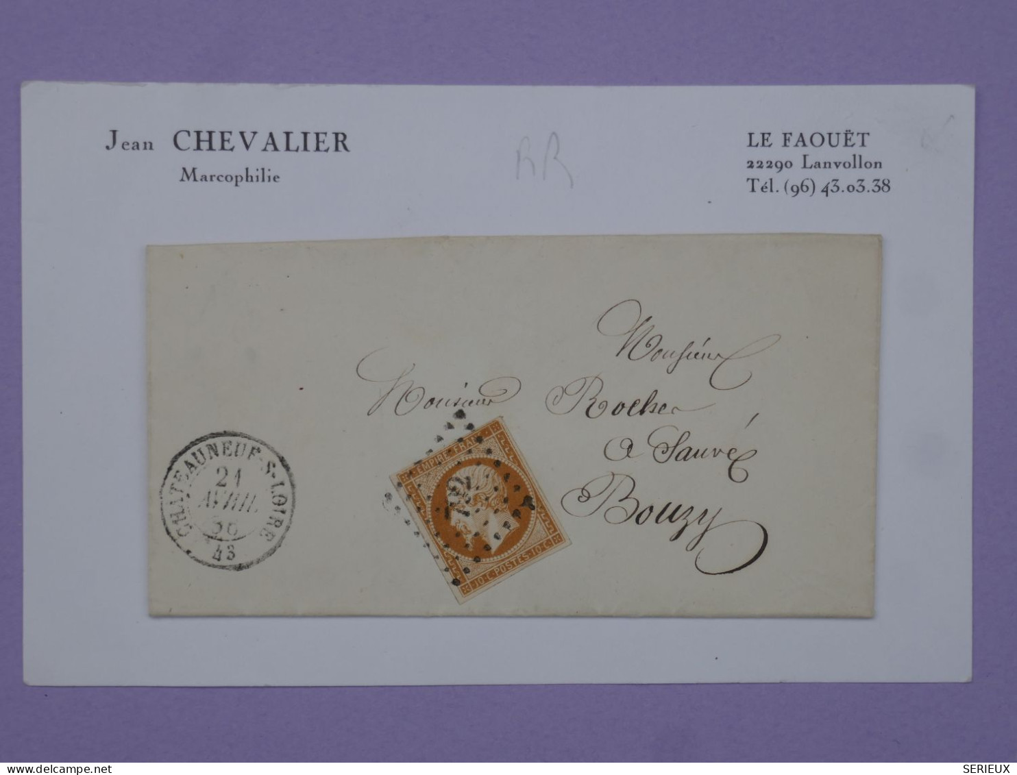 BU17  FRANCE  BELLE  LETTRE 1856 CHATEAUNEUF A BOURGES +N°13++ AFF .PLAISANT++ - 1853-1860 Napoléon III.