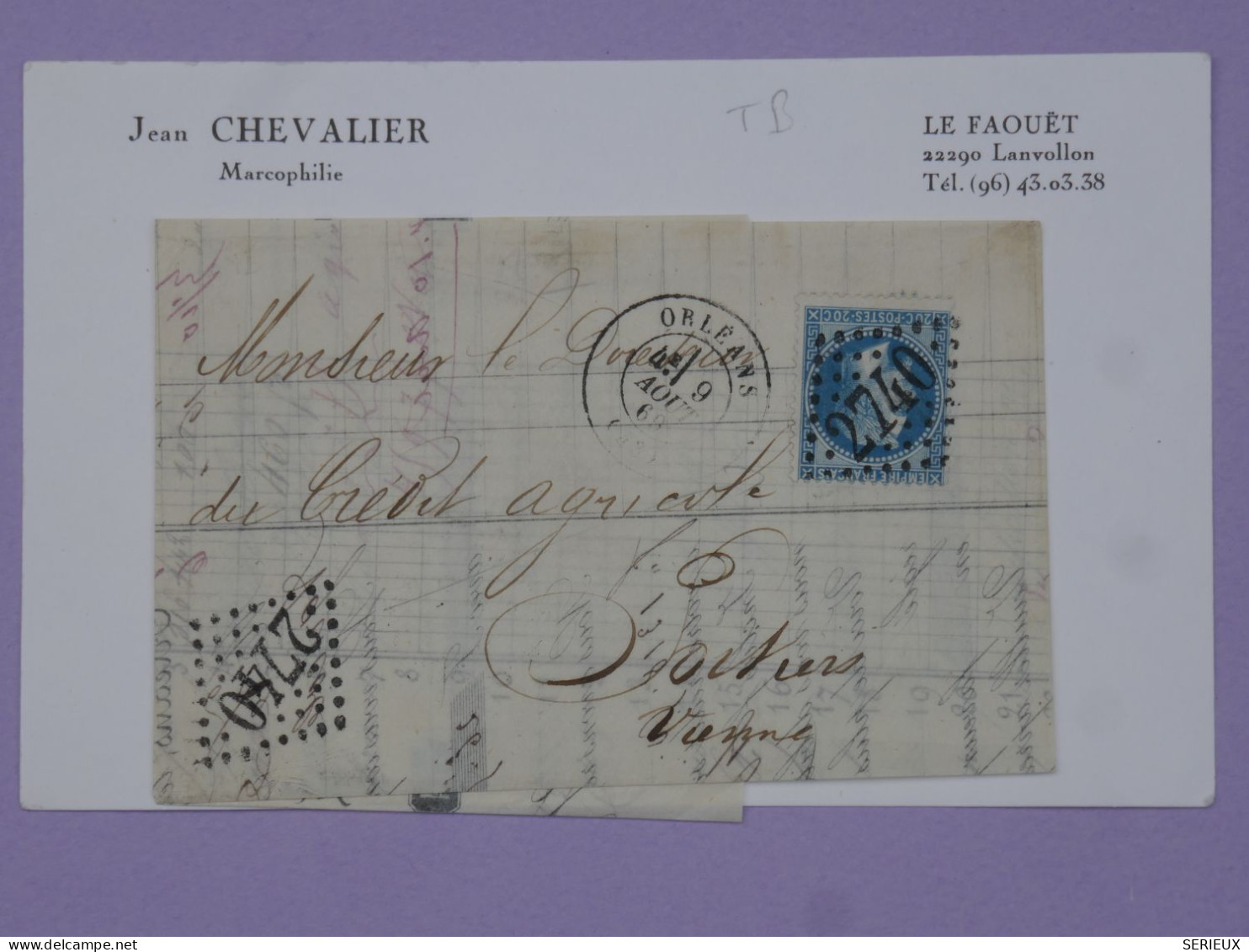 BU17  FRANCE  BELLE  LETTRE  RR 1867  ORLEANS A POITIERS   +N°29+ AFF .PLAISANT++ - 1863-1870 Napoléon III Lauré