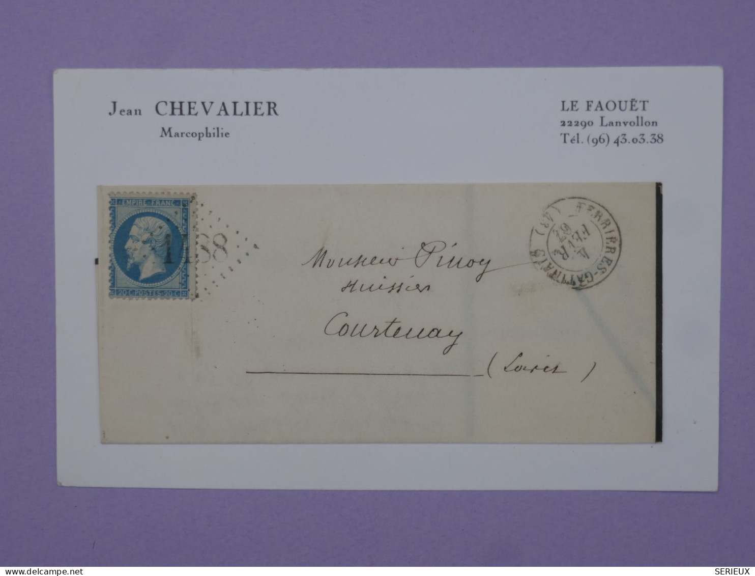 BU17  FRANCE  BELLE  LETTRE  1867 FERRIERES A COURTENAY +N°22+ AFF .PLAISANT++ - 1862 Napoleon III