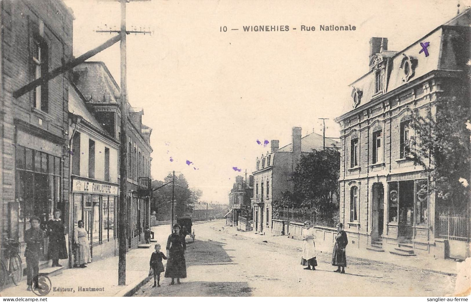 CPA 59 WIGNEHIES RUE NATIONALE - Autres & Non Classés