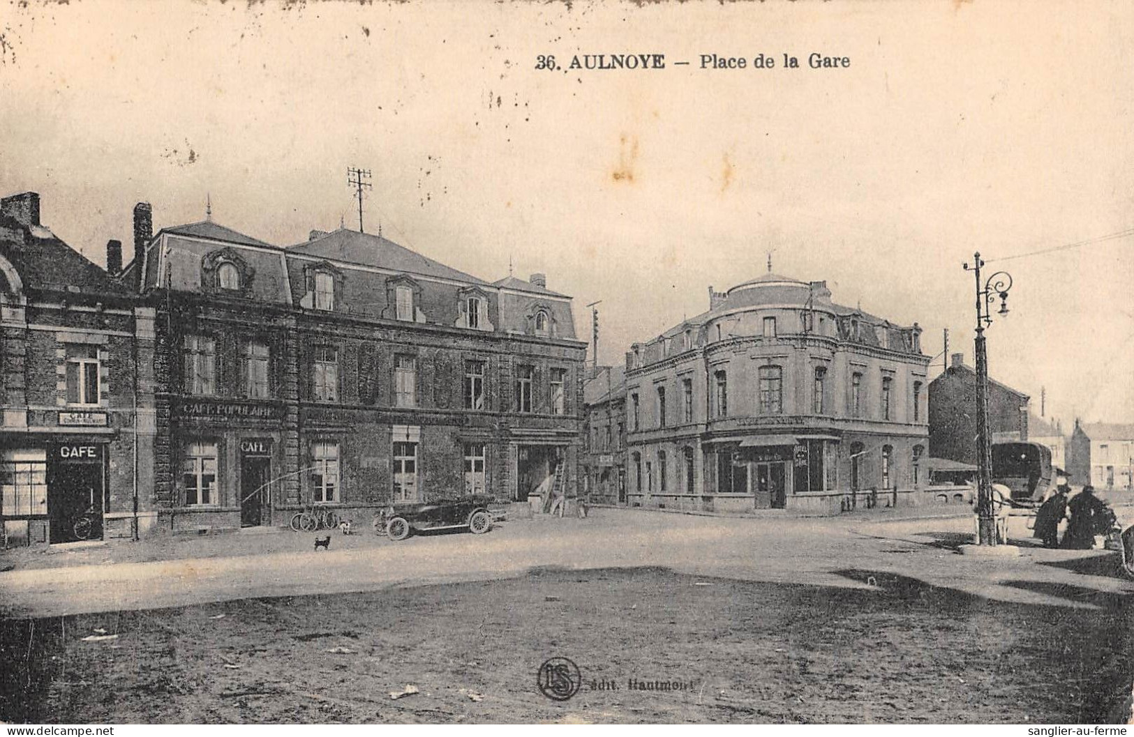 CPA 59 AULNOYE PLACE DE LA GARE / CPA RARE - Autres & Non Classés