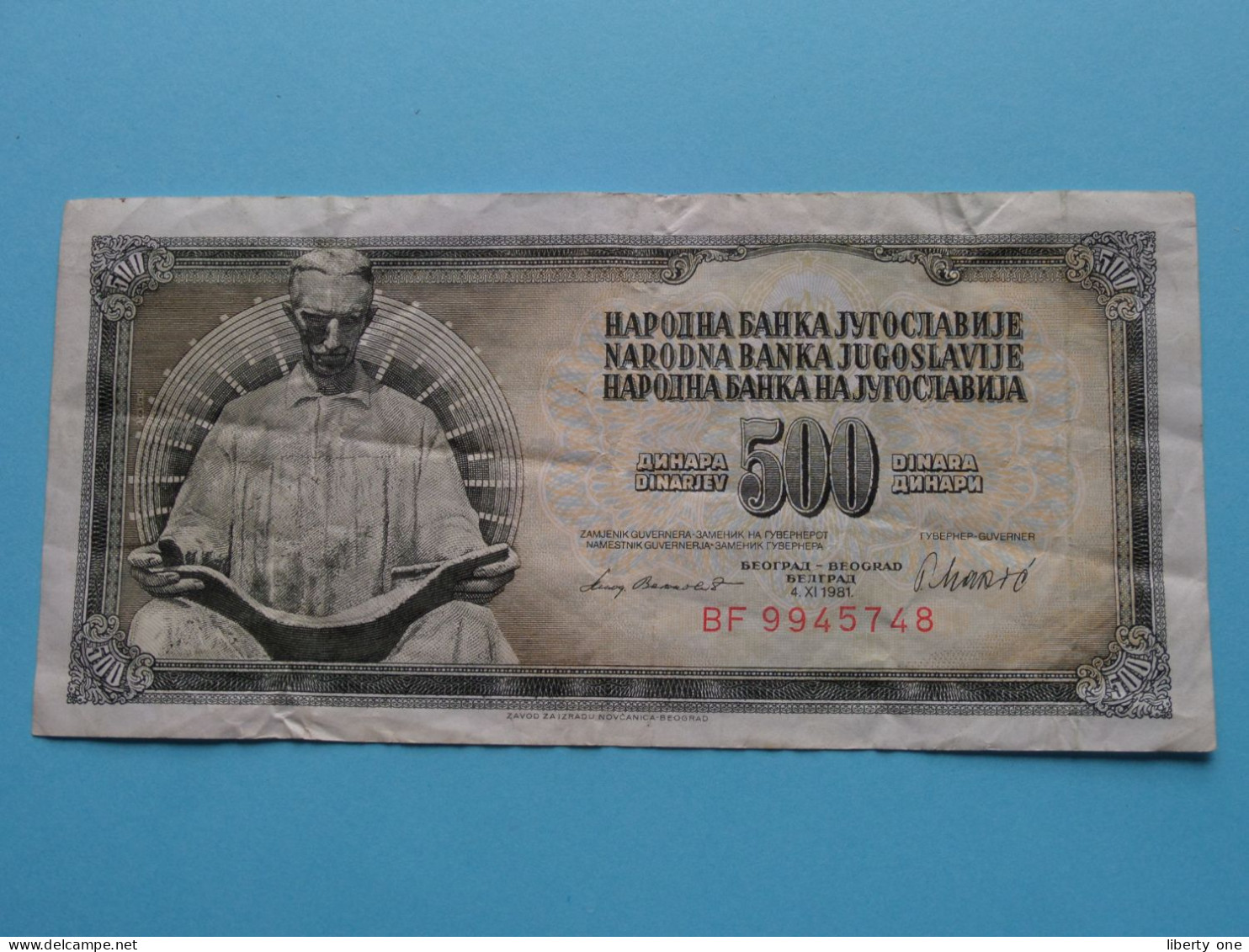 500 DINARA ( 4 VI 1981 - BF9945748 ) Banka JUGOSLAVIJE ( See/voir SCANS ) Used Note ! - Jugoslavia