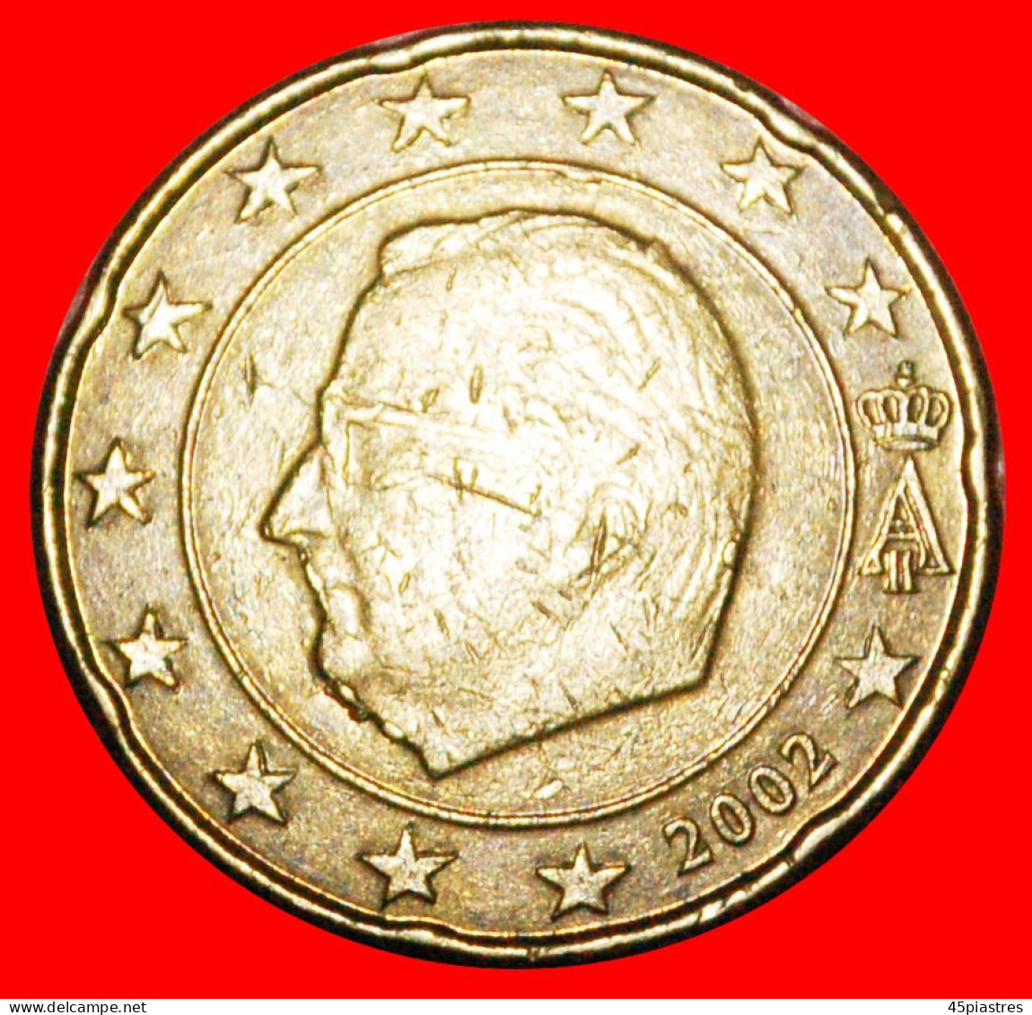 * ALBERT II (1993-2013): BELGIUM 20 EURO CENTS 2002 SECOND CHIN DIE A NORDIC GOLD (1999-2006)·  LOW START · NO RESERVE! - Abarten Und Kuriositäten