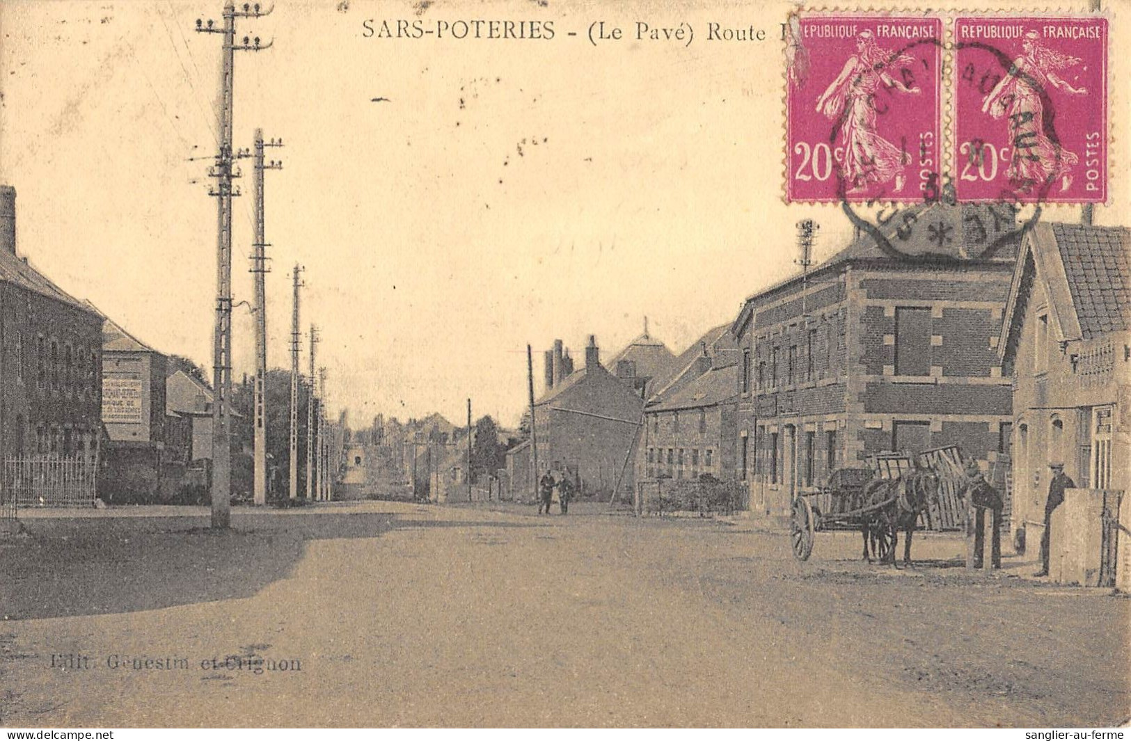 CPA 59 SARS POTERIE LE PAVE ROUTE / CPA RARE - Autres & Non Classés