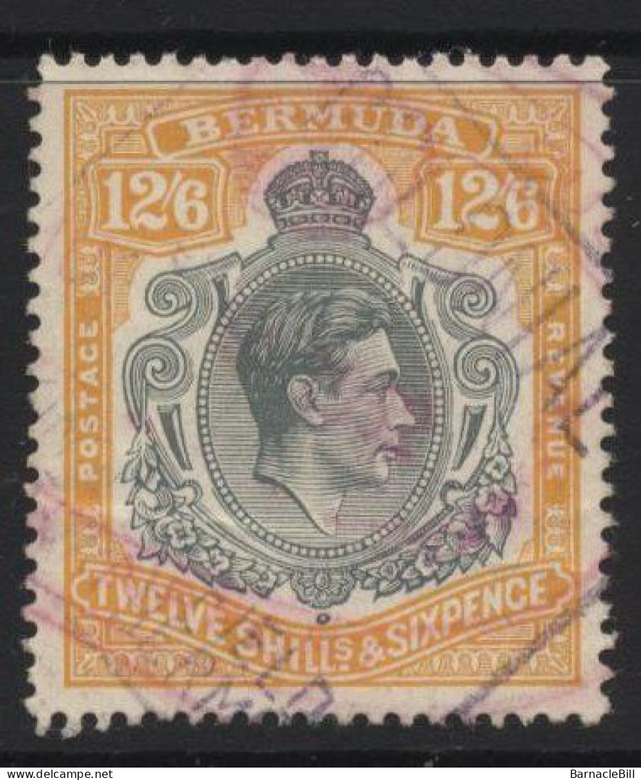 Bermuda (A45) 1938 King George VI Portrait. 12s.6d. Grey And Orange. Used. Hinged. - Bermuda