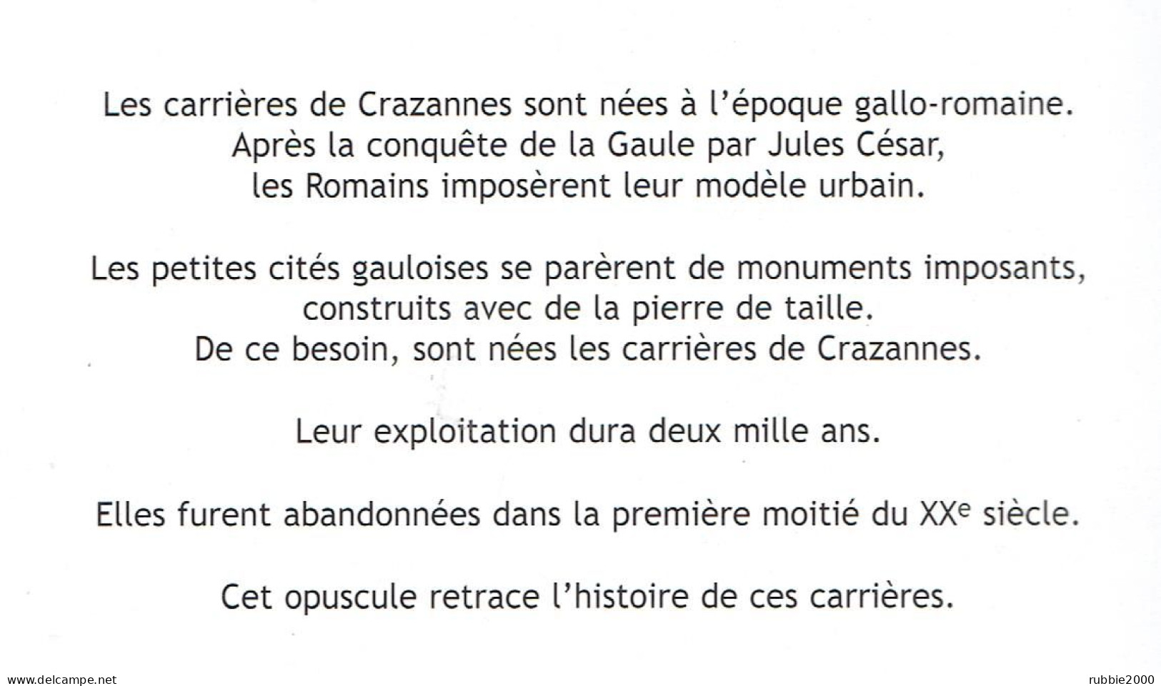 MEMOIRE DU POITOU CHARENTES CRAZANNES DEUX MILLE ANS D EXTRACTION CARRIERE - Poitou-Charentes