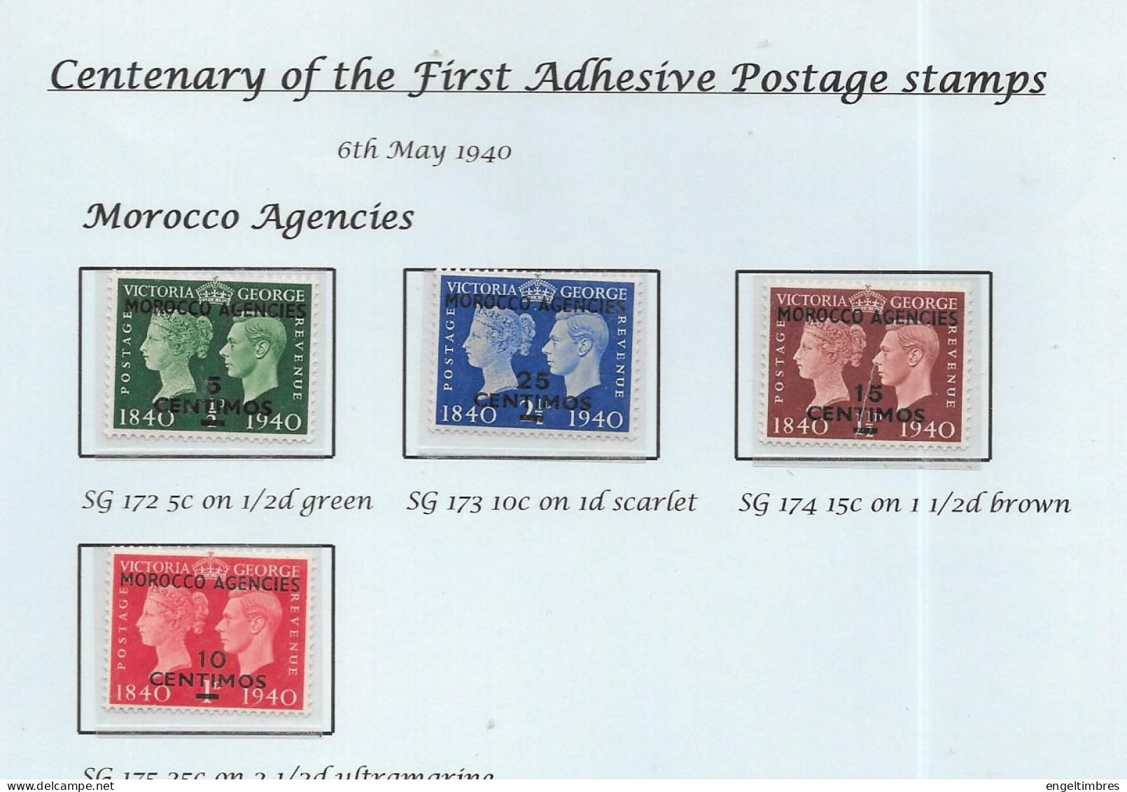 Gb 1940-   Centenary Of First Ahesive Stamps   OVERPRINTD Morocco Agencies (4)   Mounted Mint  - See Notes & Scans - Unused Stamps