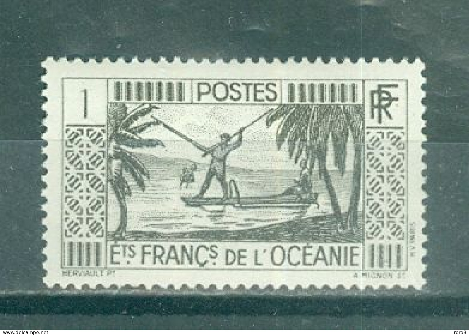 Ets FRANCAIS De L'OCEANIE - N°84* MH - Légère Trace De Charnière. SCAN DU VERSO.- Pêcheur. - Oceania (Other)