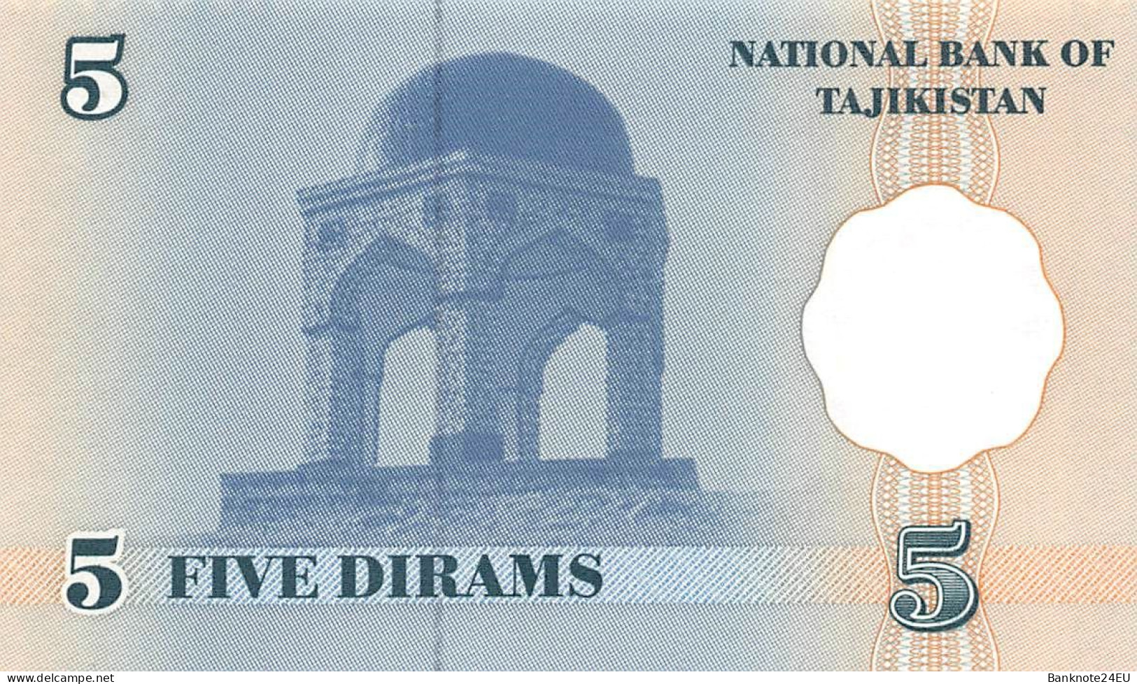 Tajikistan 5 Dirams 1999 Unc Pn 11a.2, Banknote24 - Tayikistán